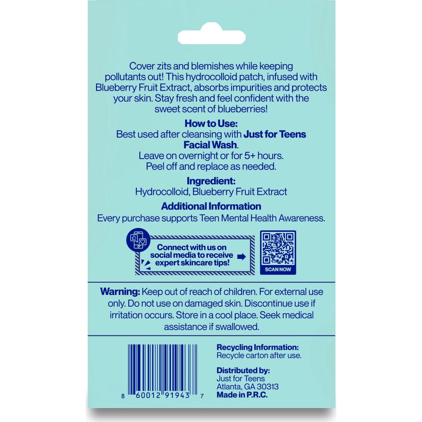 Parches para Granos Just For Teens 36 Unidades Aroma Arándano