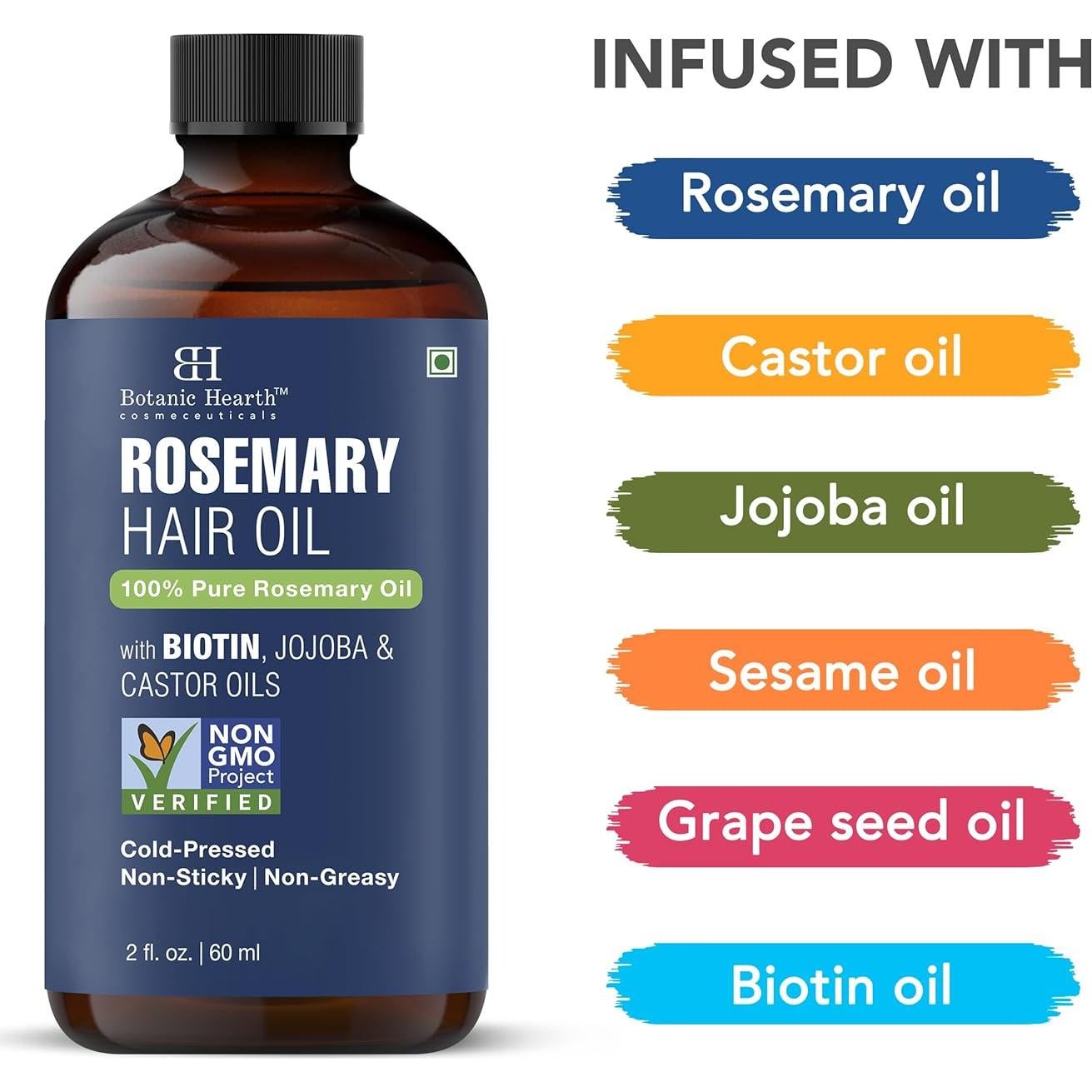 Aceite de Romero Puro Botanic Hearth 60ml - Crecimiento Cabello