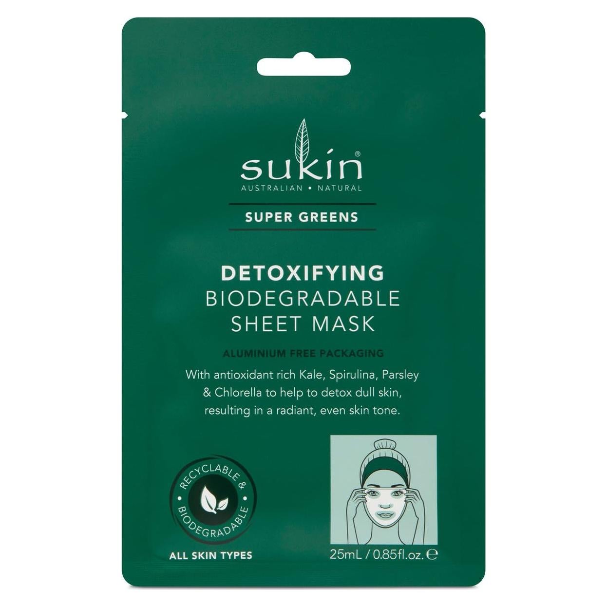 Mascarilla Desintoxicante Sukin Super Greens - 8 Sachets
