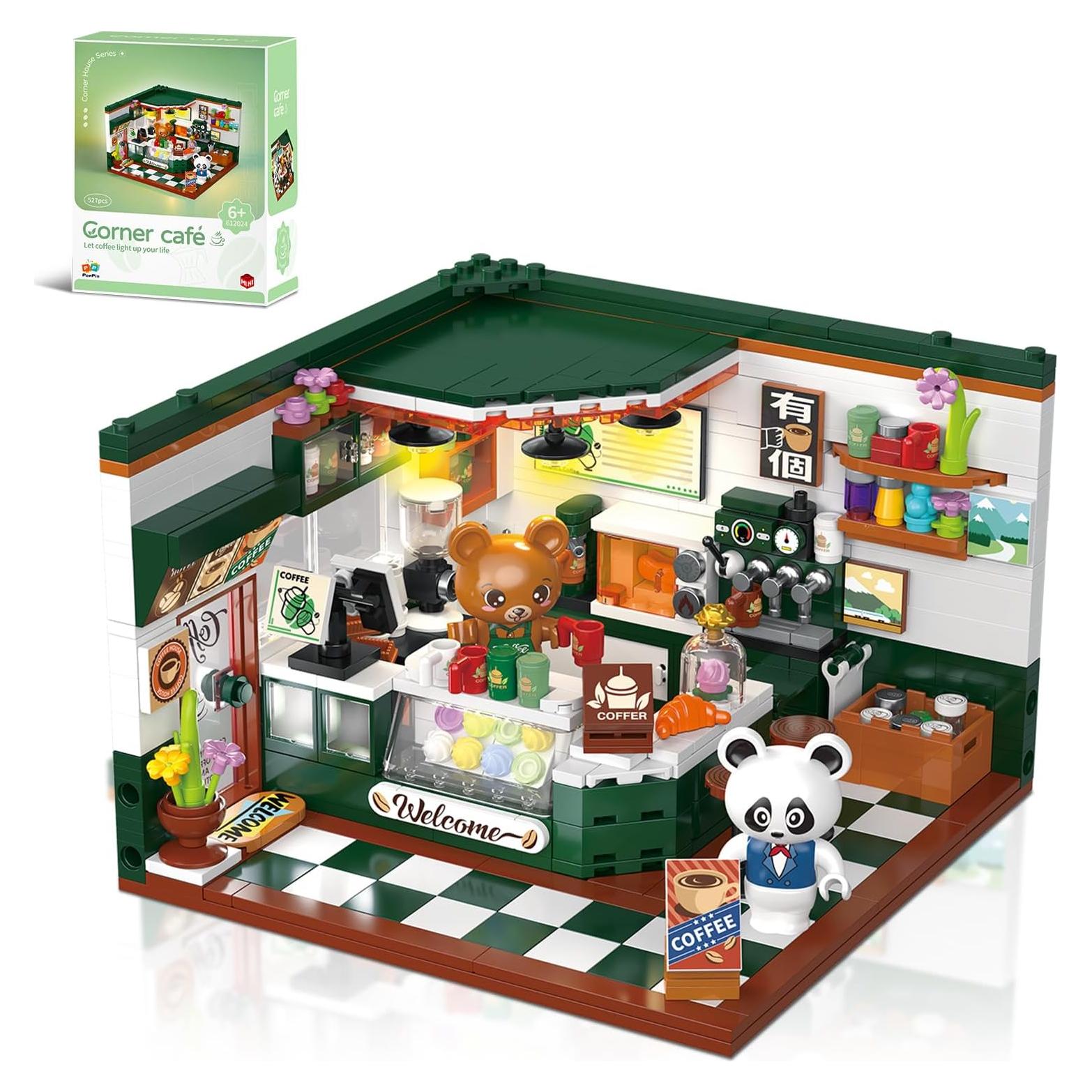 Conjunto de Bloques de Construcción Mini Hallisun Tienda de Café 527 Piezas