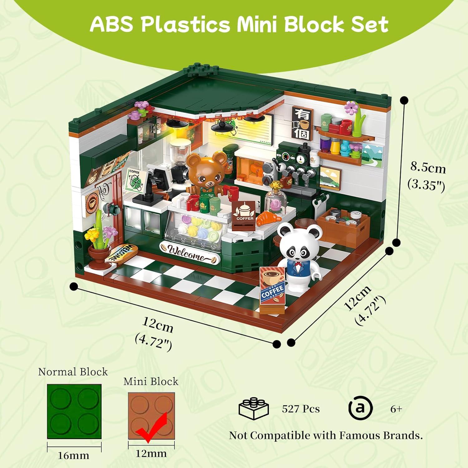 Conjunto de Bloques de Construcción Mini Hallisun Tienda de Café 527 Piezas