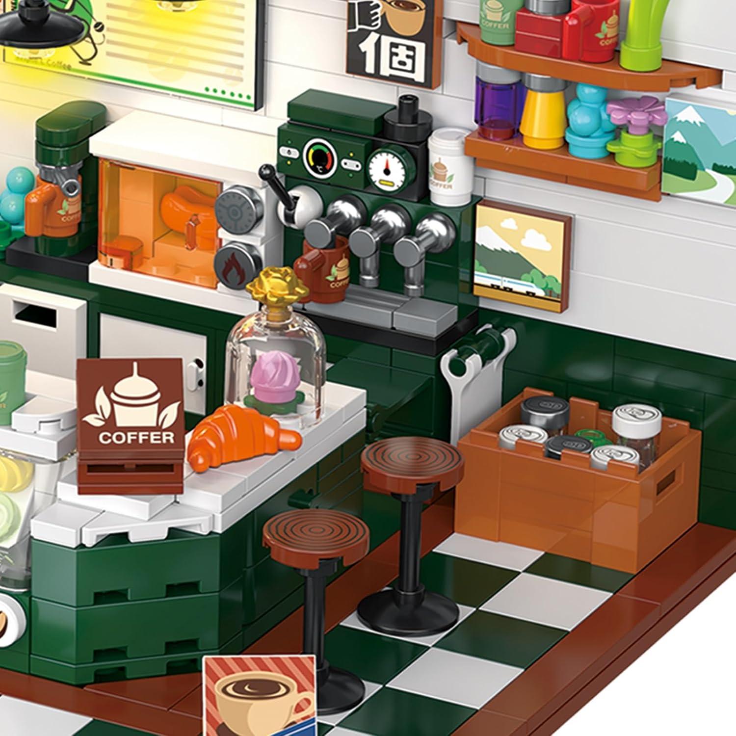 Conjunto de Bloques de Construcción Mini Hallisun Tienda de Café 527 Piezas