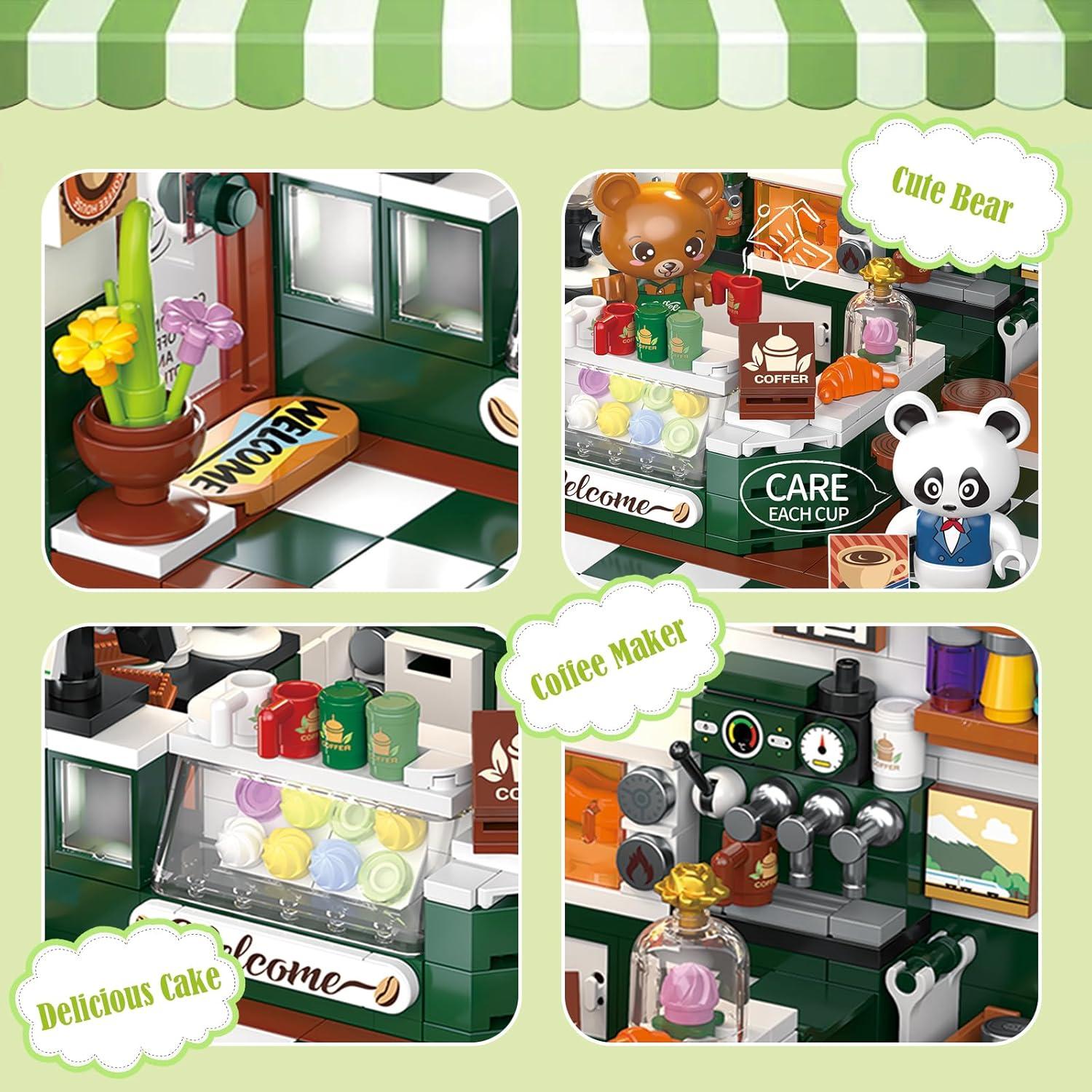 Conjunto de Bloques de Construcción Mini Hallisun Tienda de Café 527 Piezas