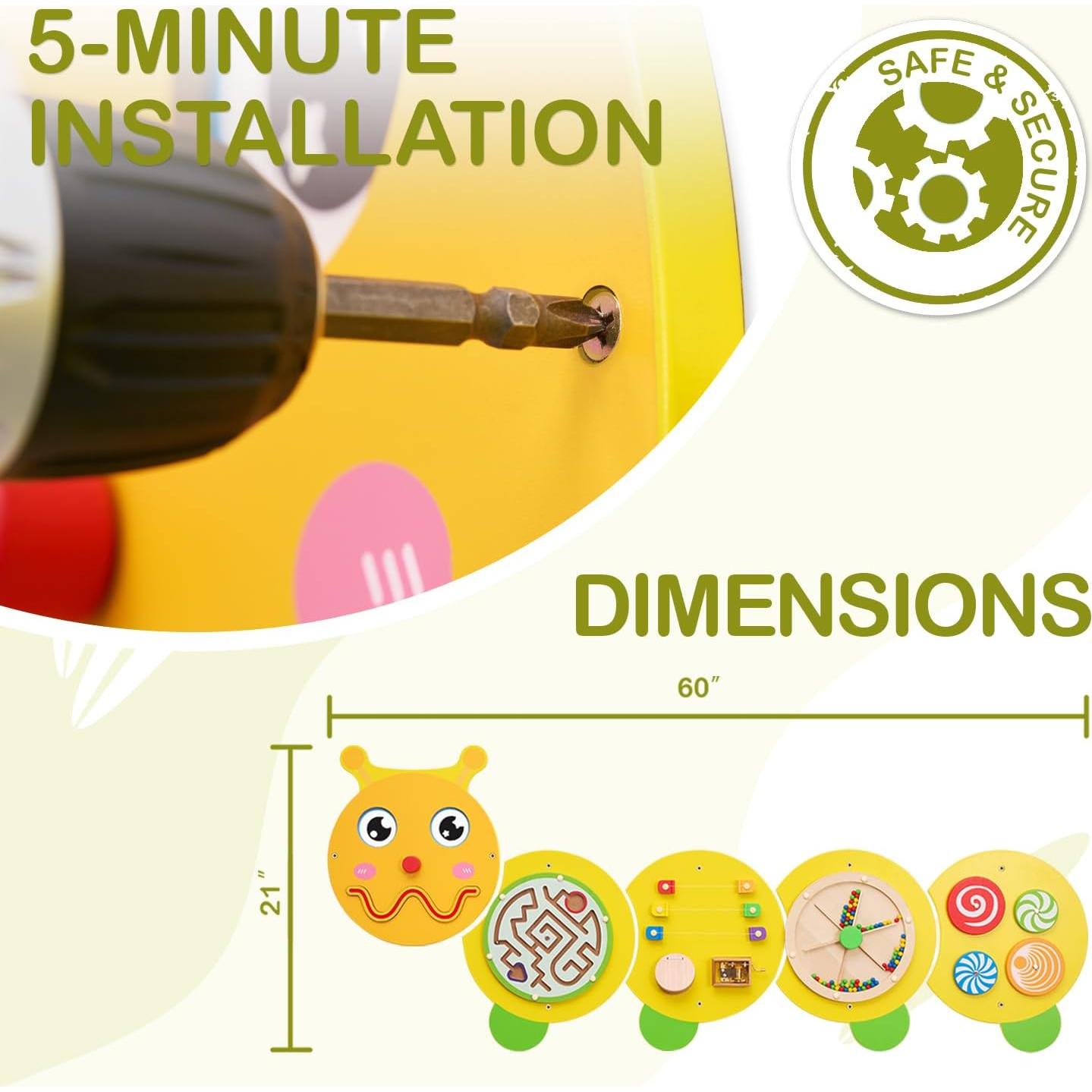 Tablero Ocupado Montessori Monlàurd Oruga 129.5x7.6 cm 6M+