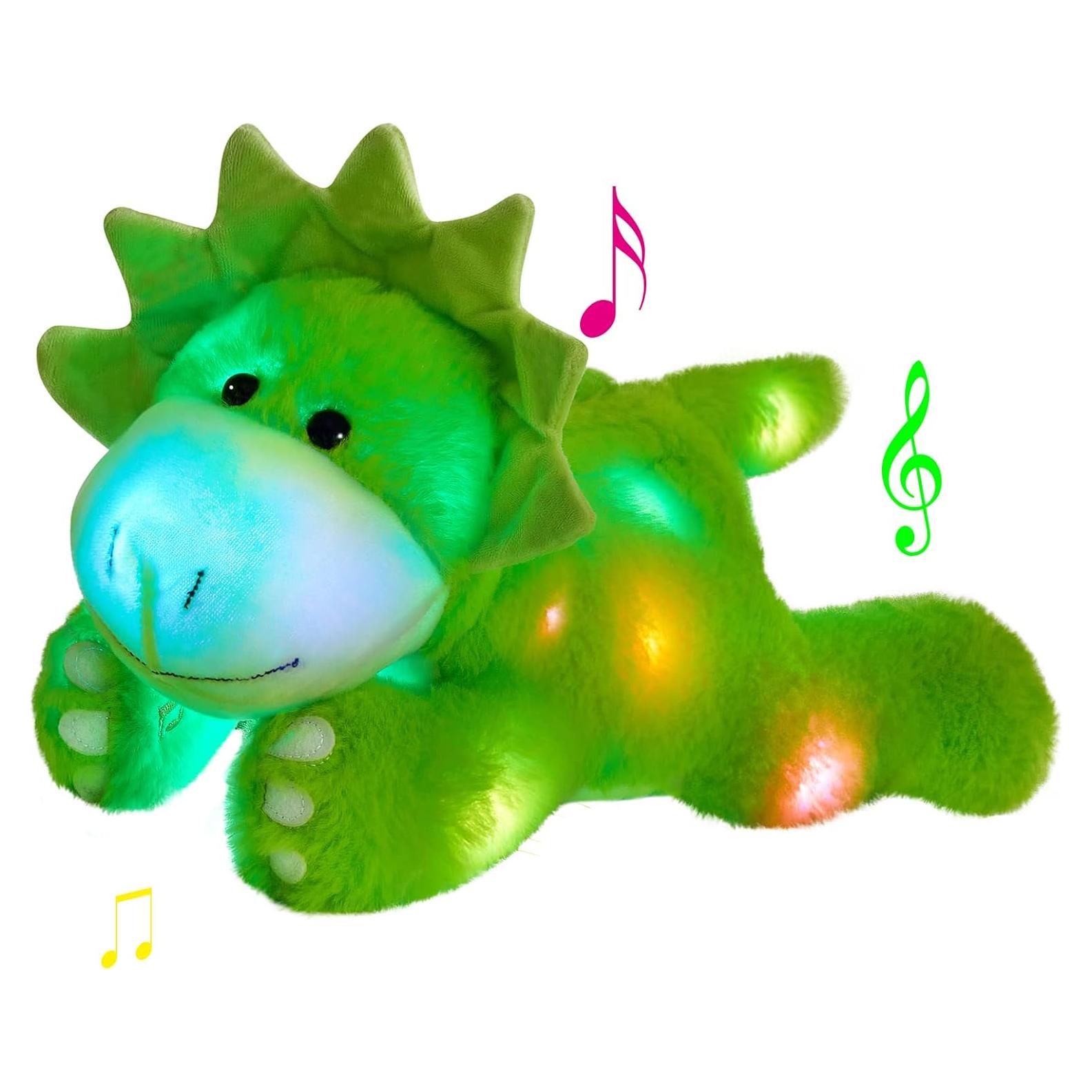Peluches Musicales Guardias Brillantes Triceratops Verde 38 cm