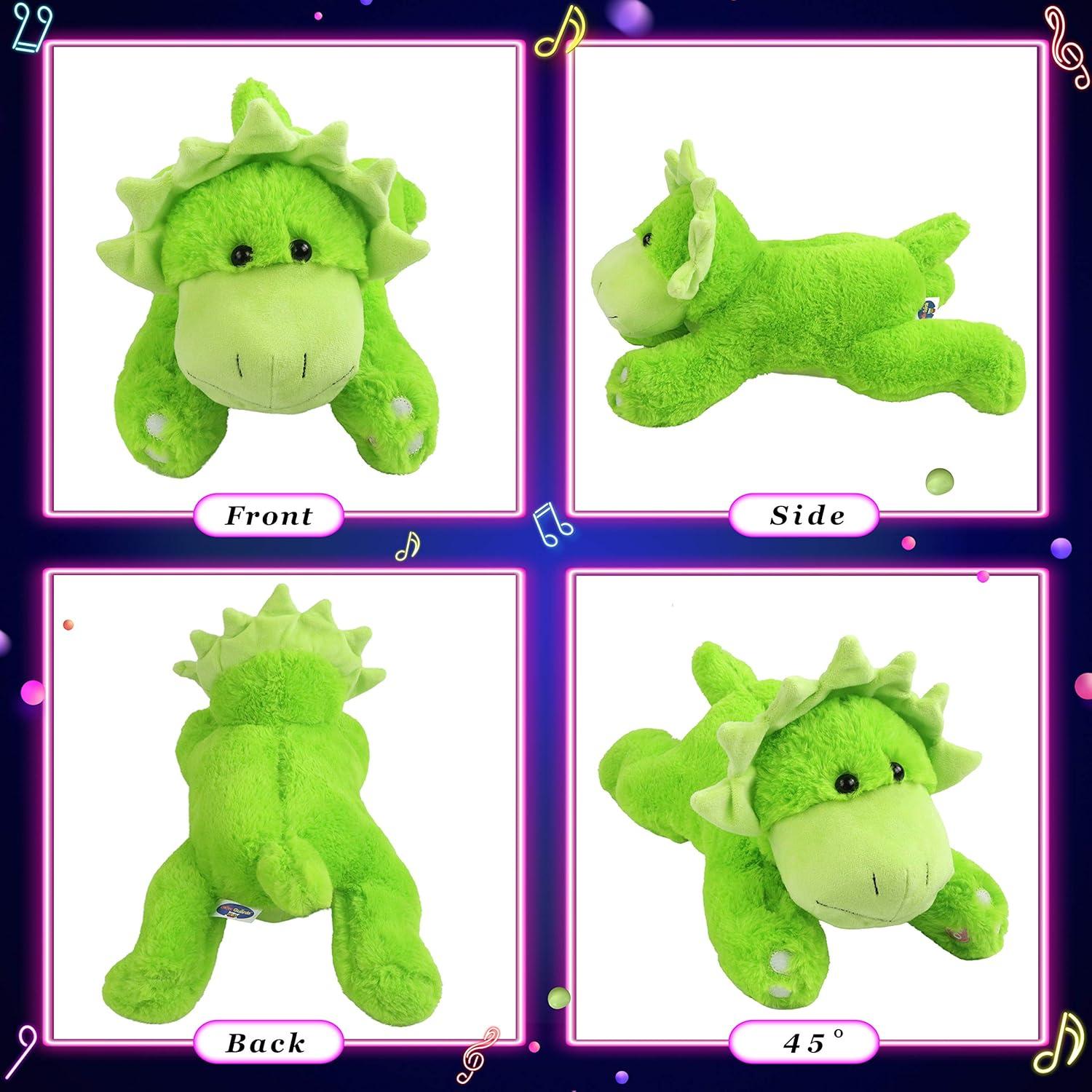 Peluches Musicales Guardias Brillantes Triceratops Verde 38 cm
