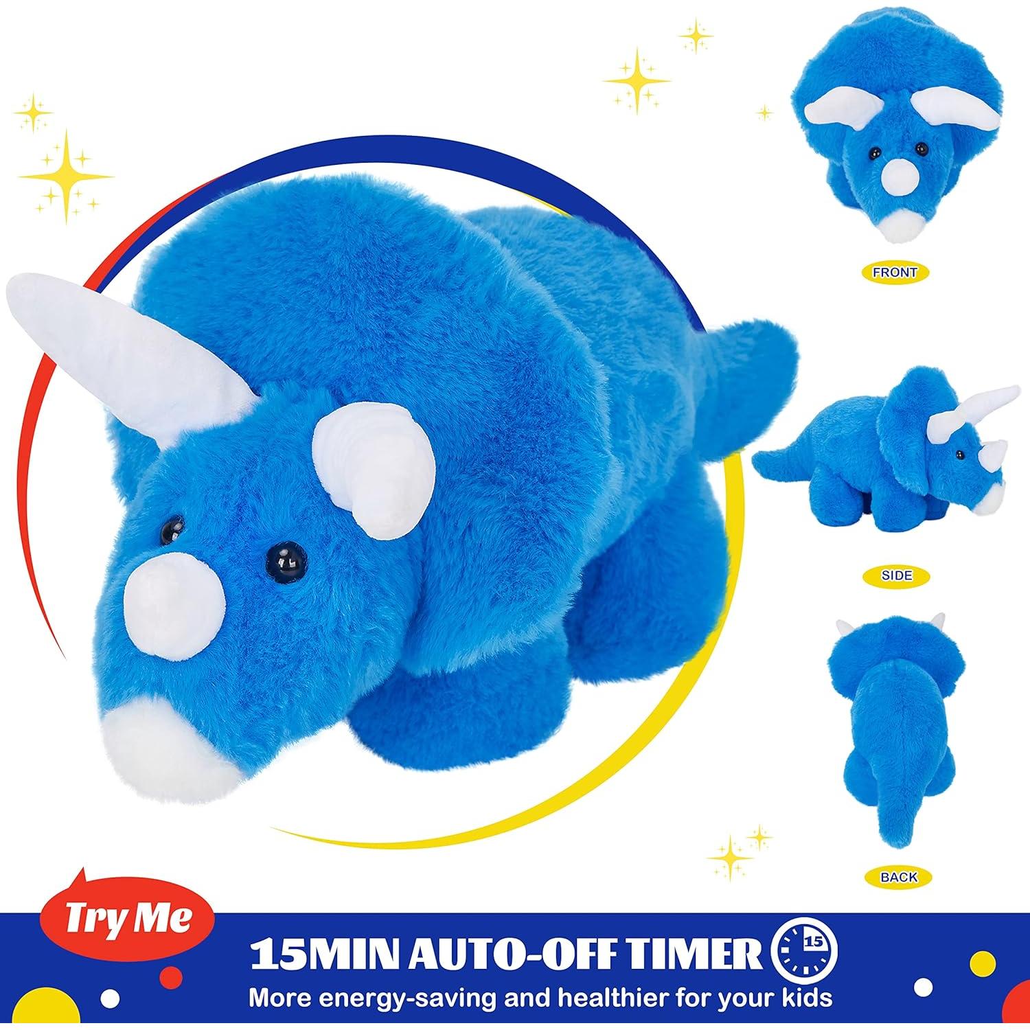 Triceratops de Peluche Azul Guardias Brillantes 40 cm con Luces LED