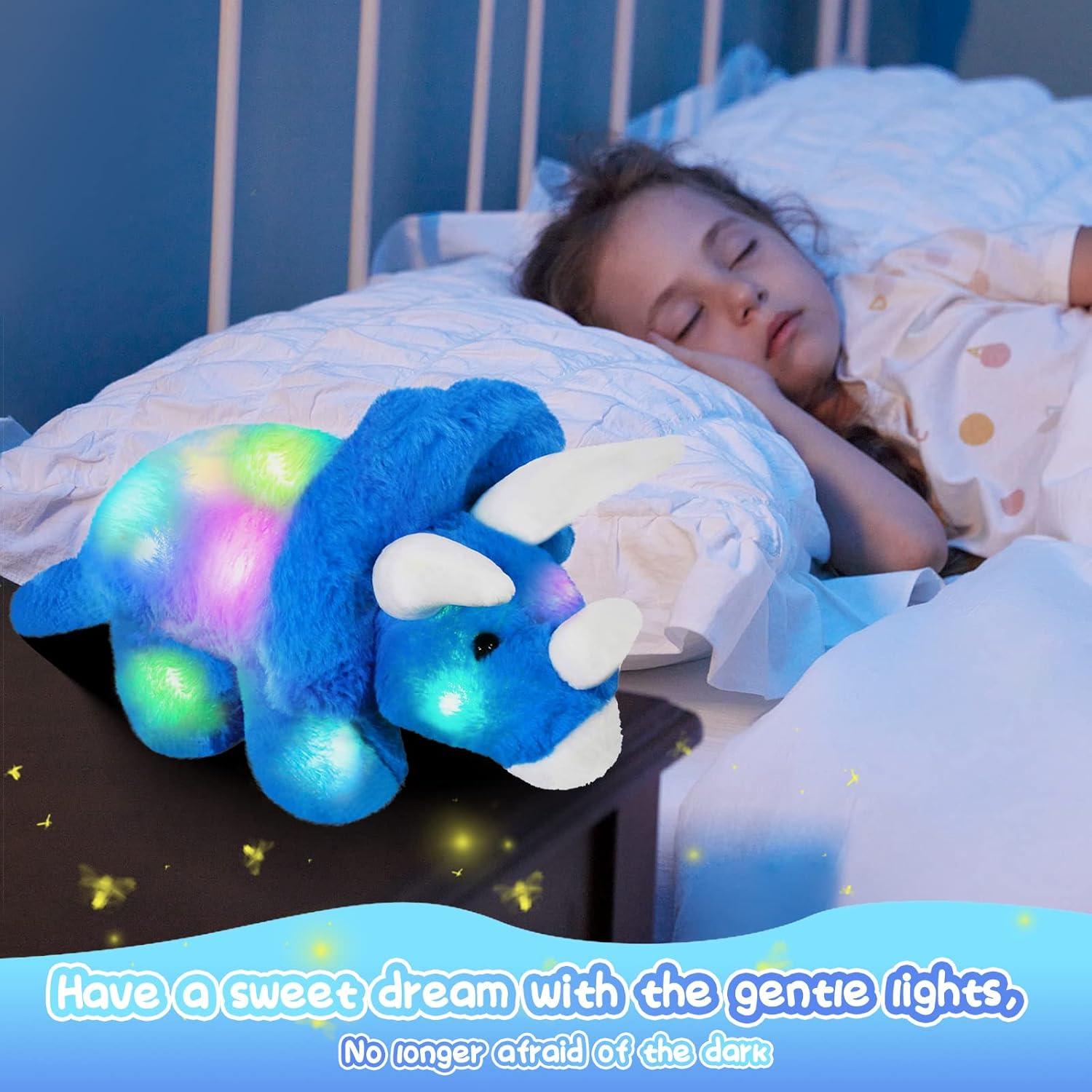 Triceratops de Peluche Azul Guardias Brillantes 40 cm con Luces LED