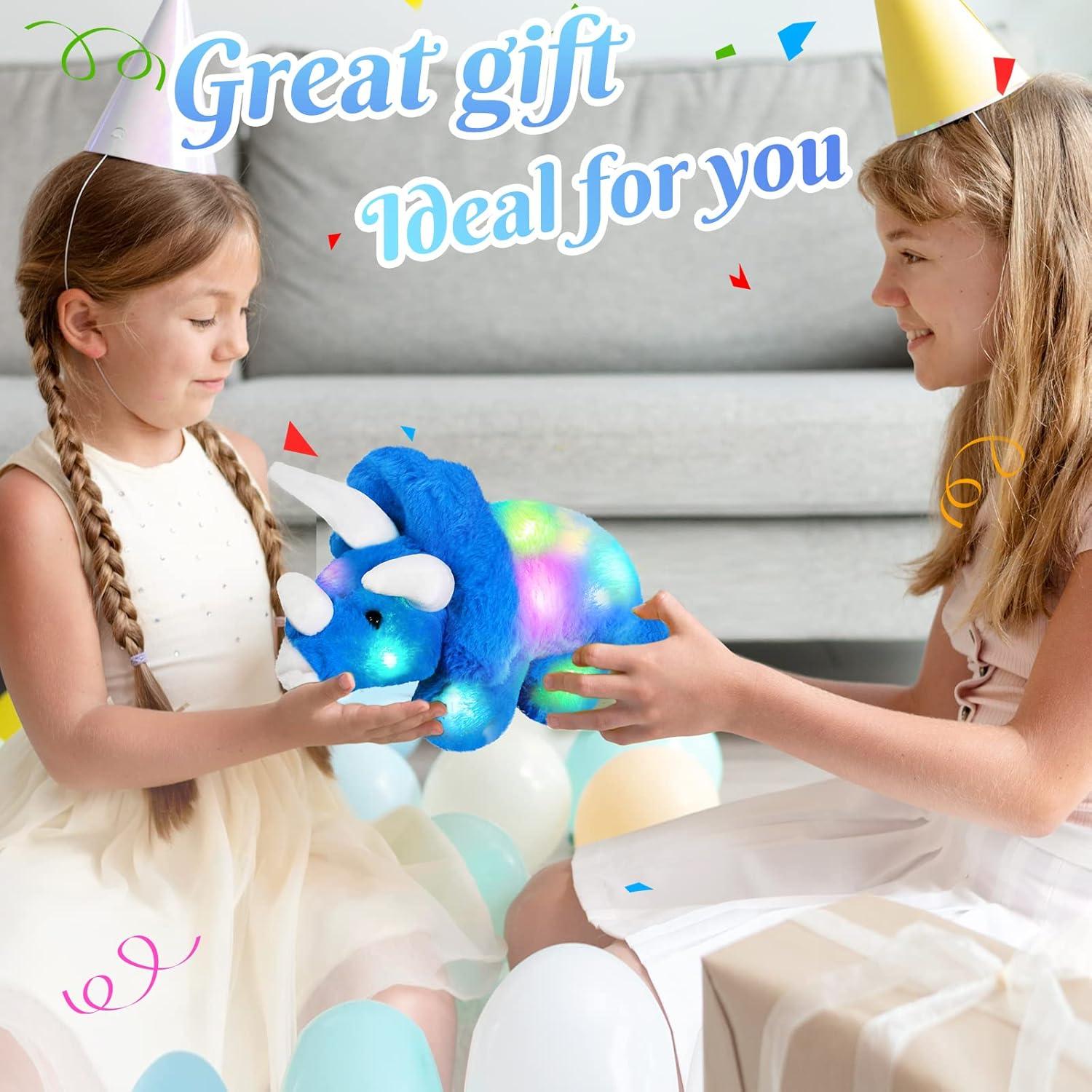 Triceratops de Peluche Azul Guardias Brillantes 40 cm con Luces LED