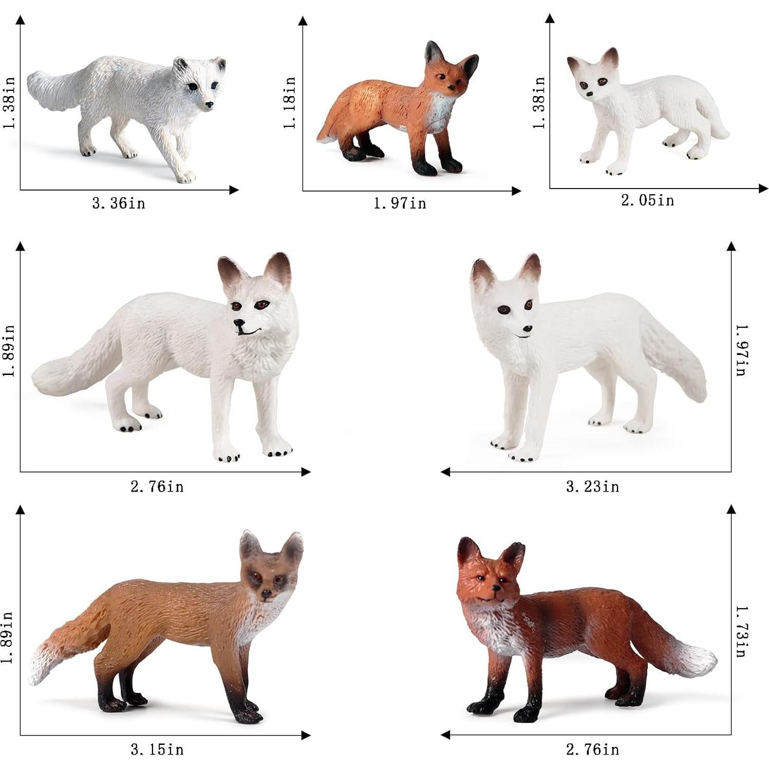 Set de 7 Figuras de Zorro RCOMG - Zorros Rojos y Árticos