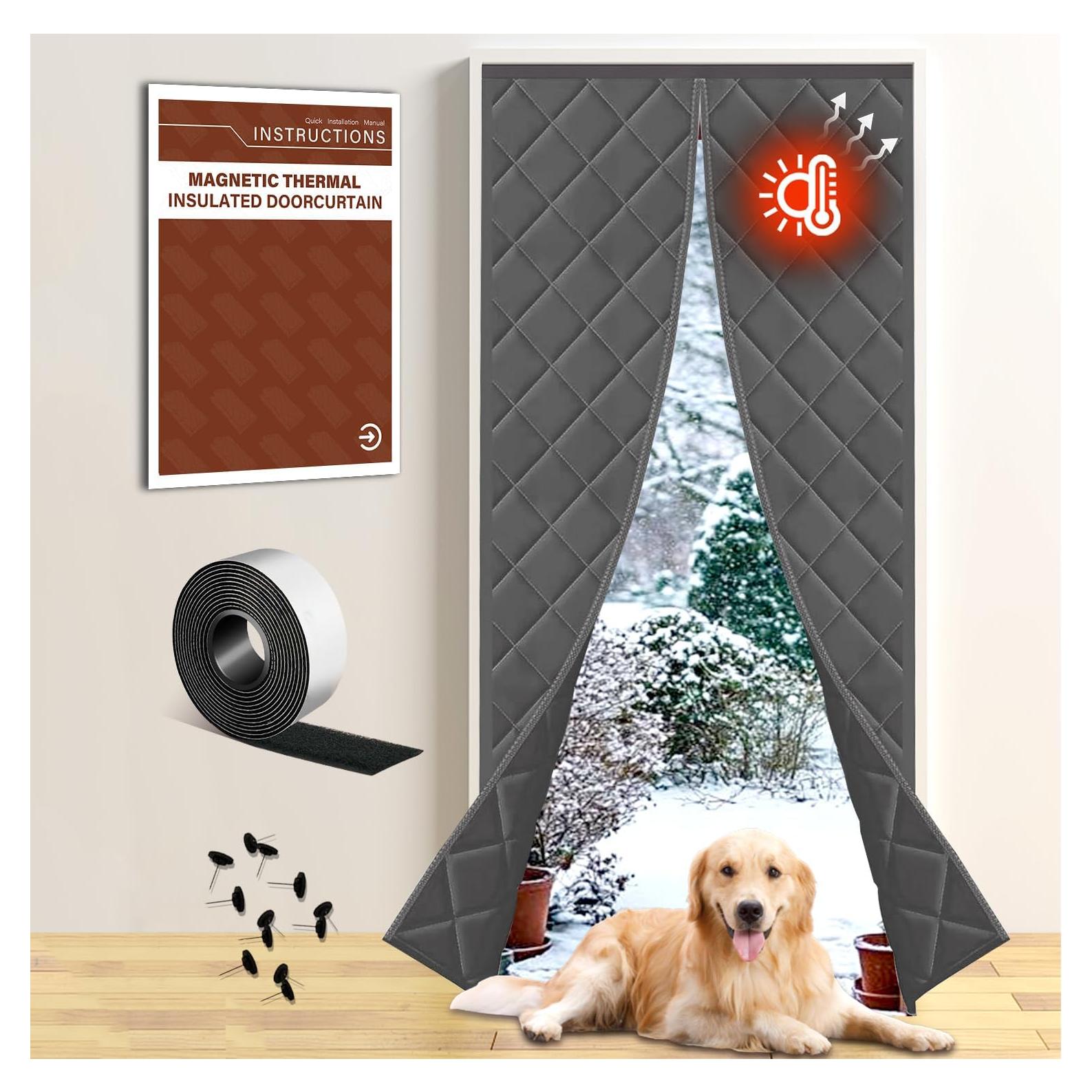 Cortina Aislante de Puerta BONLACES 91x203 cm Gris Térmica