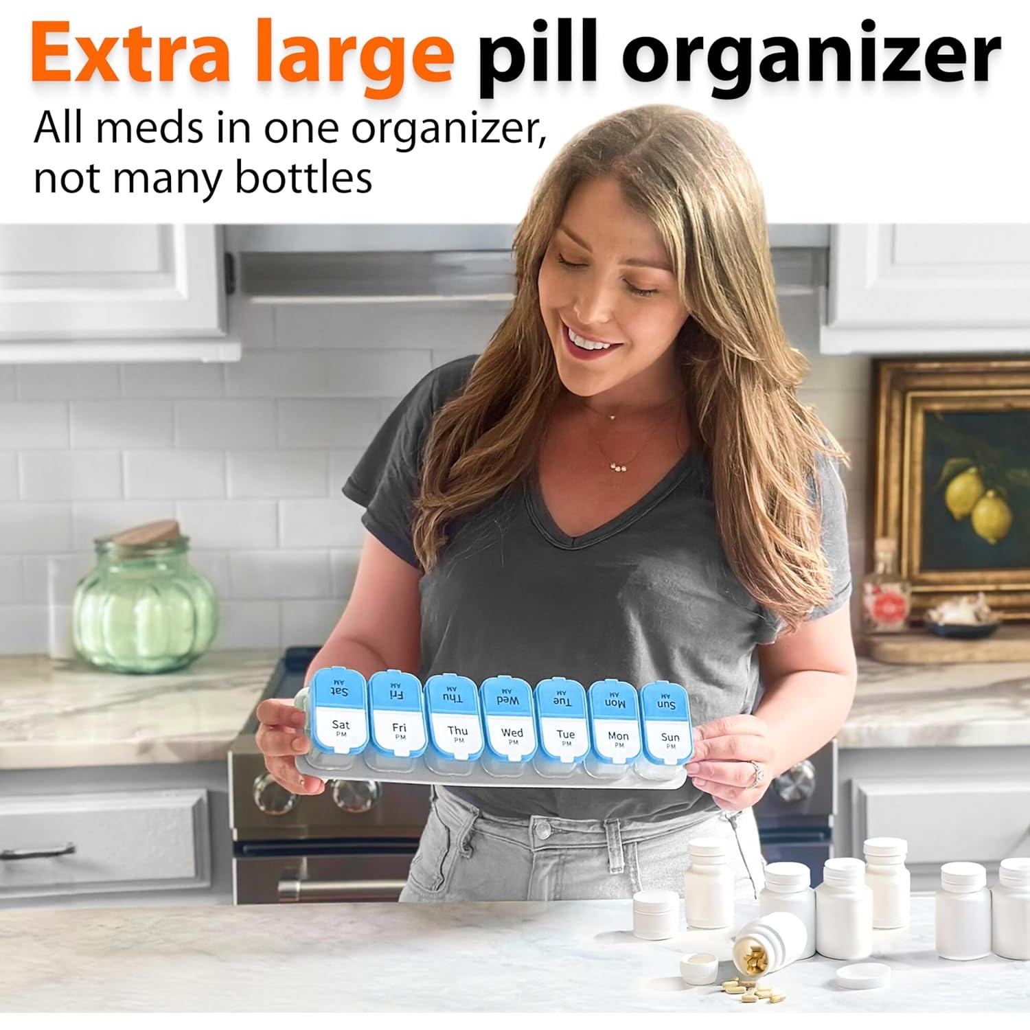 Organizador de Pastillas Semanal XL Bexeen - 2 Veces al Día