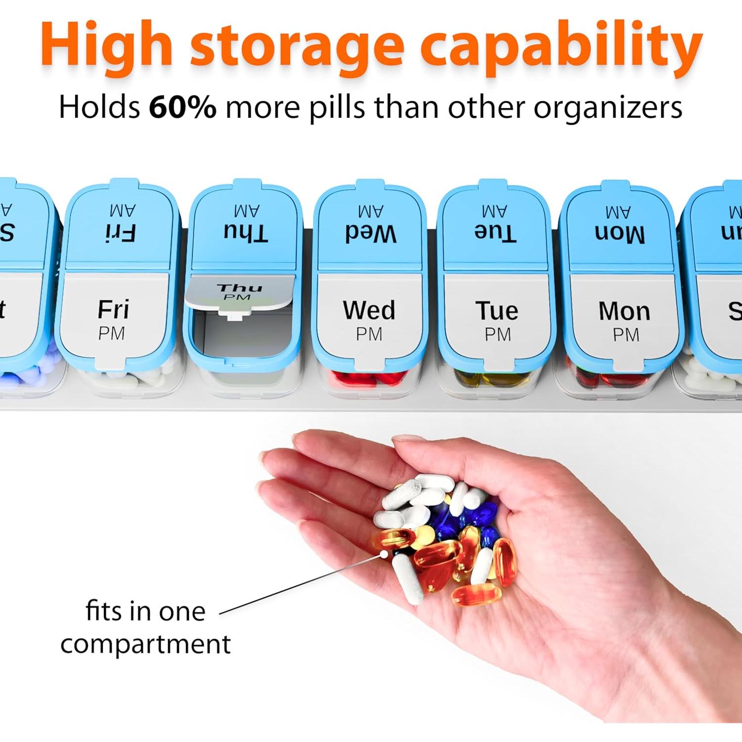 Organizador de Pastillas Semanal XL Bexeen - 2 Veces al Día