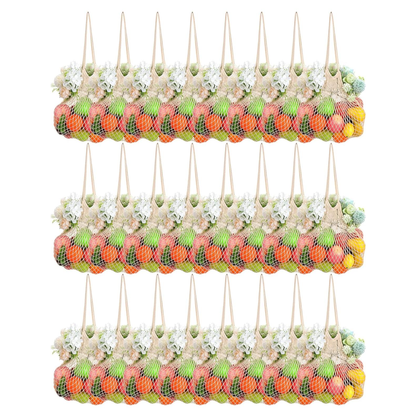 Woanger 24 Bolsas de Compras de Malla de Algodón Reutilizables