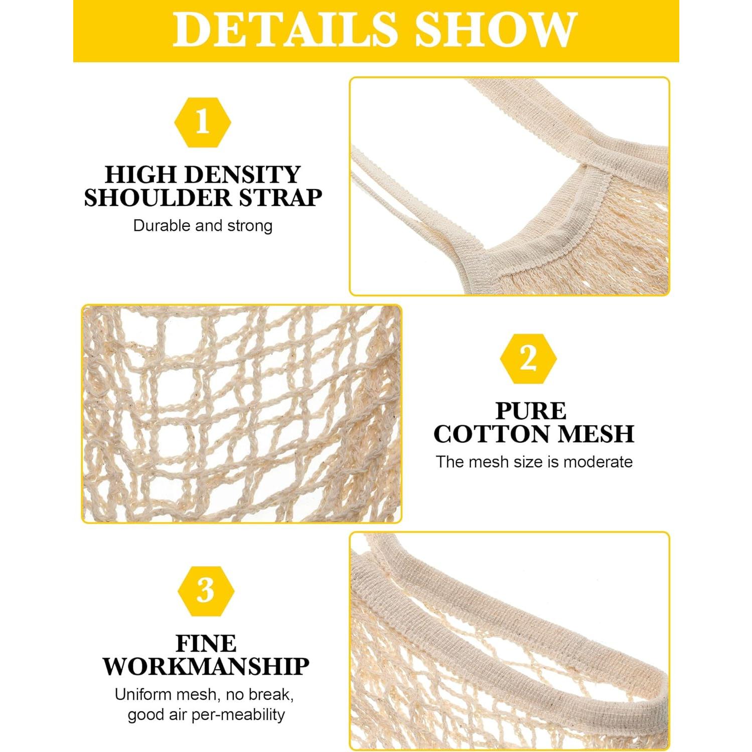 Woanger 24 Bolsas de Compras de Malla de Algodón Reutilizables