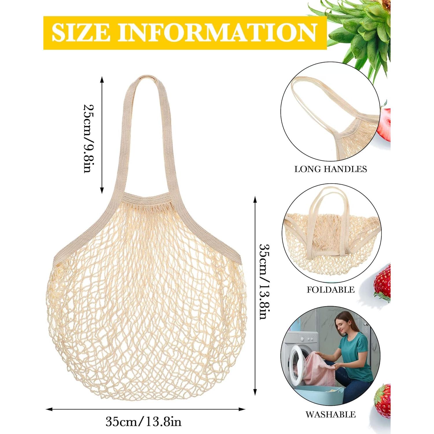 Woanger 24 Bolsas de Compras de Malla de Algodón Reutilizables