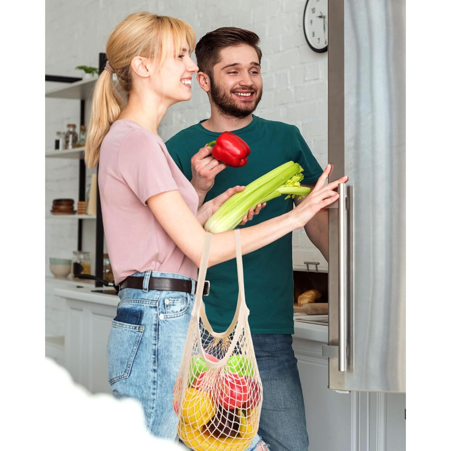 Woanger 24 Bolsas de Compras de Malla de Algodón Reutilizables