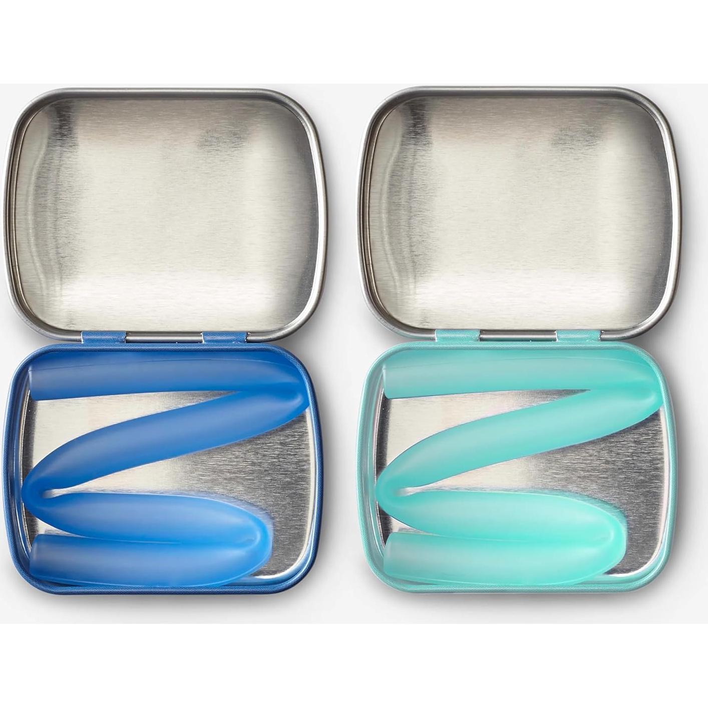 Pajitas de Silicona Reutilizables GoSili 20.32 cm 2pk Cobalto/Menta