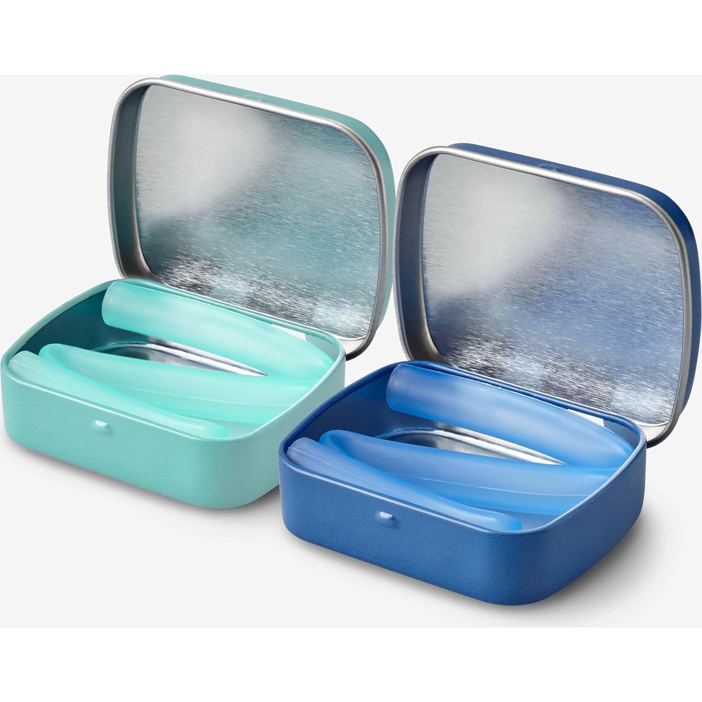 Pajitas de Silicona Reutilizables GoSili 20.32 cm 2pk Cobalto/Menta