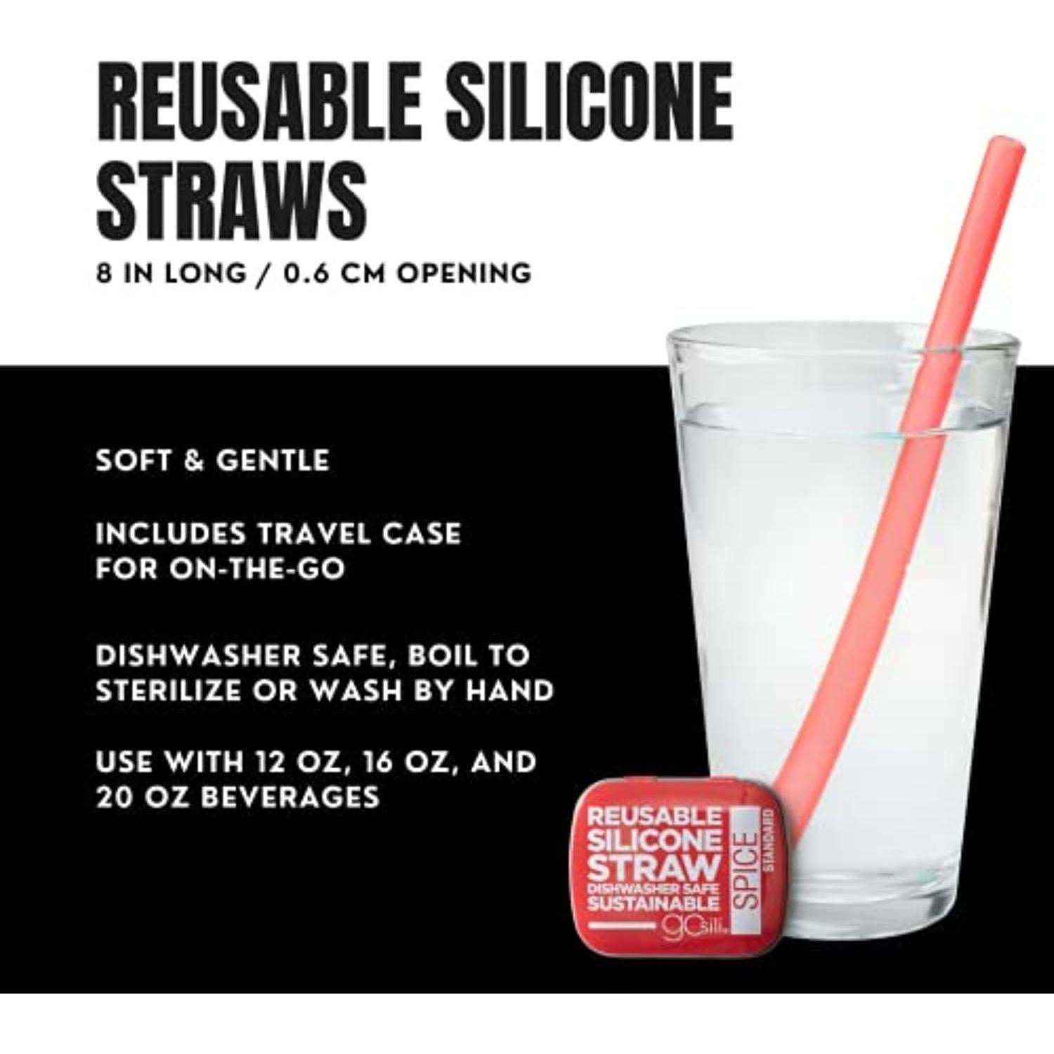 Pajitas de Silicona Reutilizables GoSili 20.32 cm 2pk Cobalto/Menta