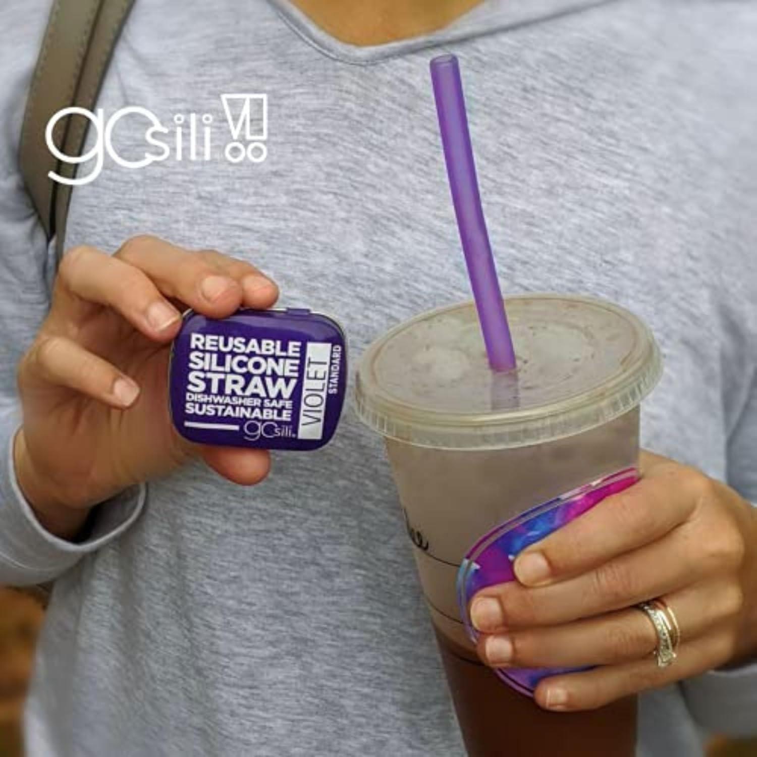 Pajitas de Silicona Reutilizables GoSili 20.32 cm 2pk Cobalto/Menta