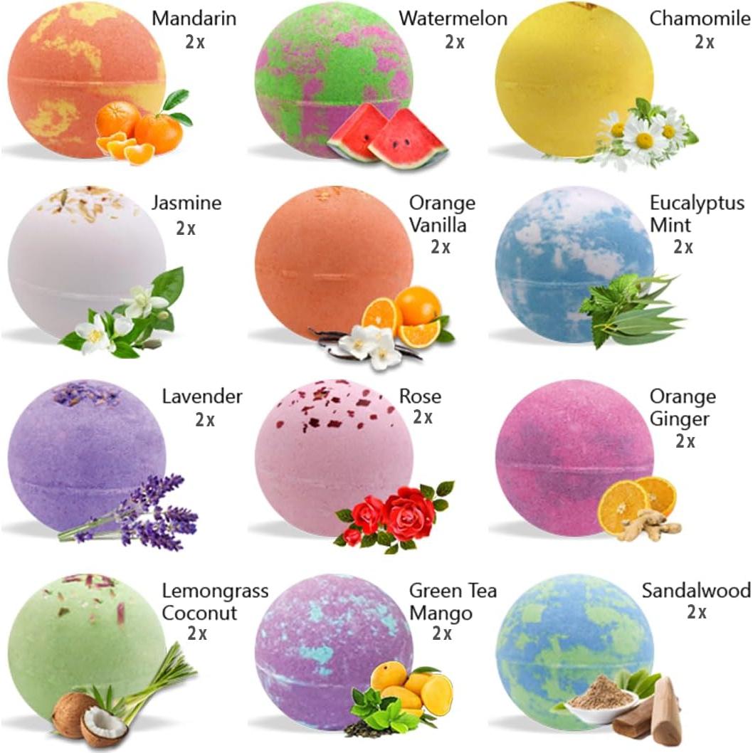 Juego de 24 Bombas de Baño Naturales Mineral Me California