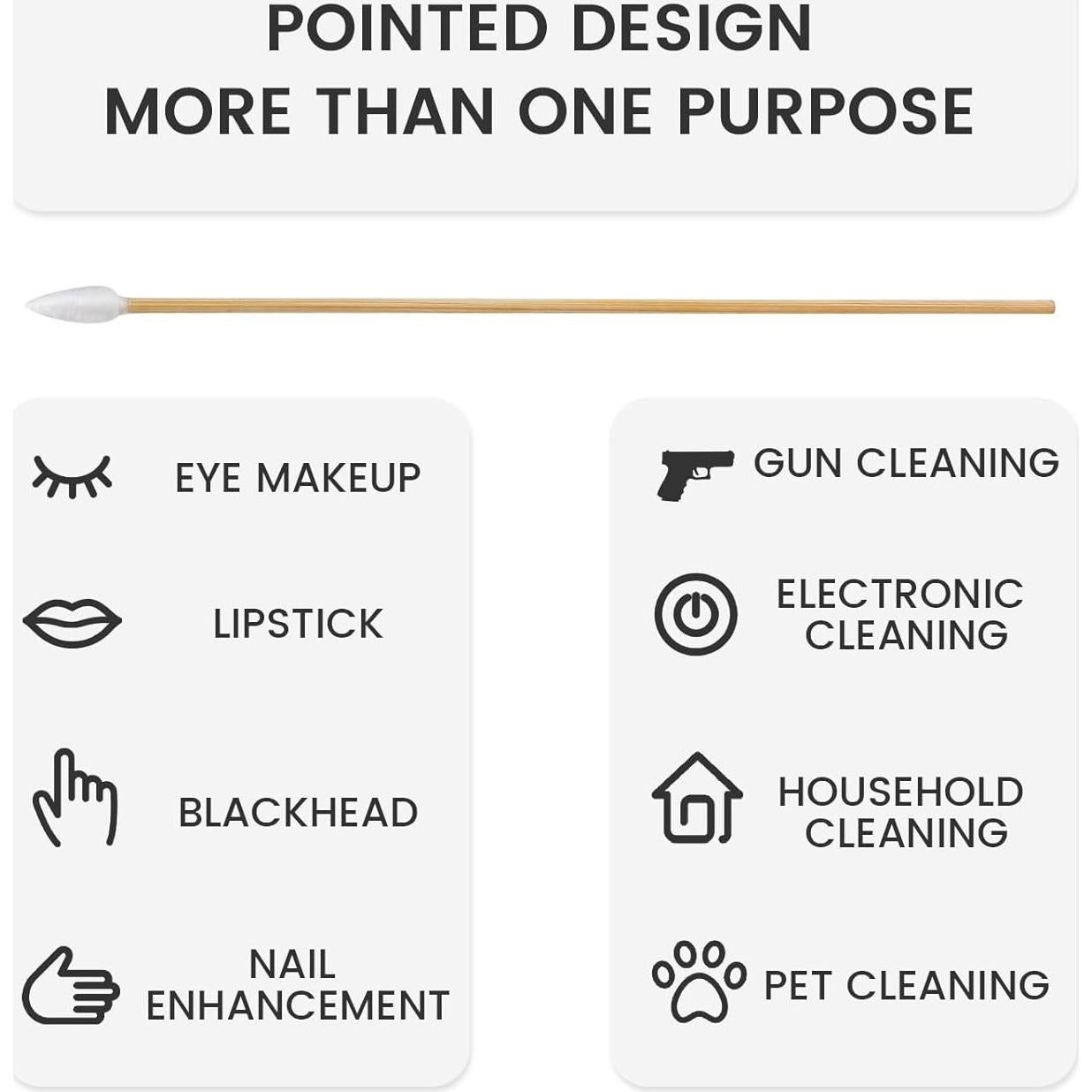 1000 Bastones de Limpieza de Algodón Point-Ring 15.24 cm