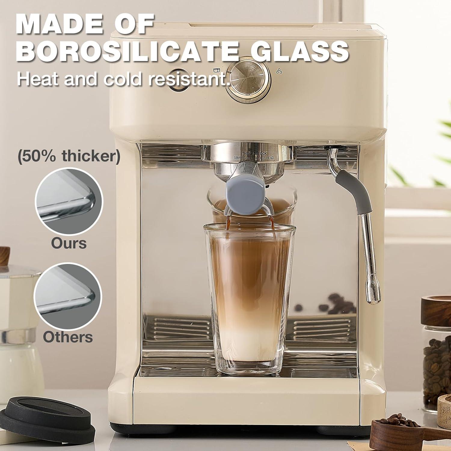 Set de 2 Tazas de Café de Vidrio Doble Pared Qipecedm 355 ml