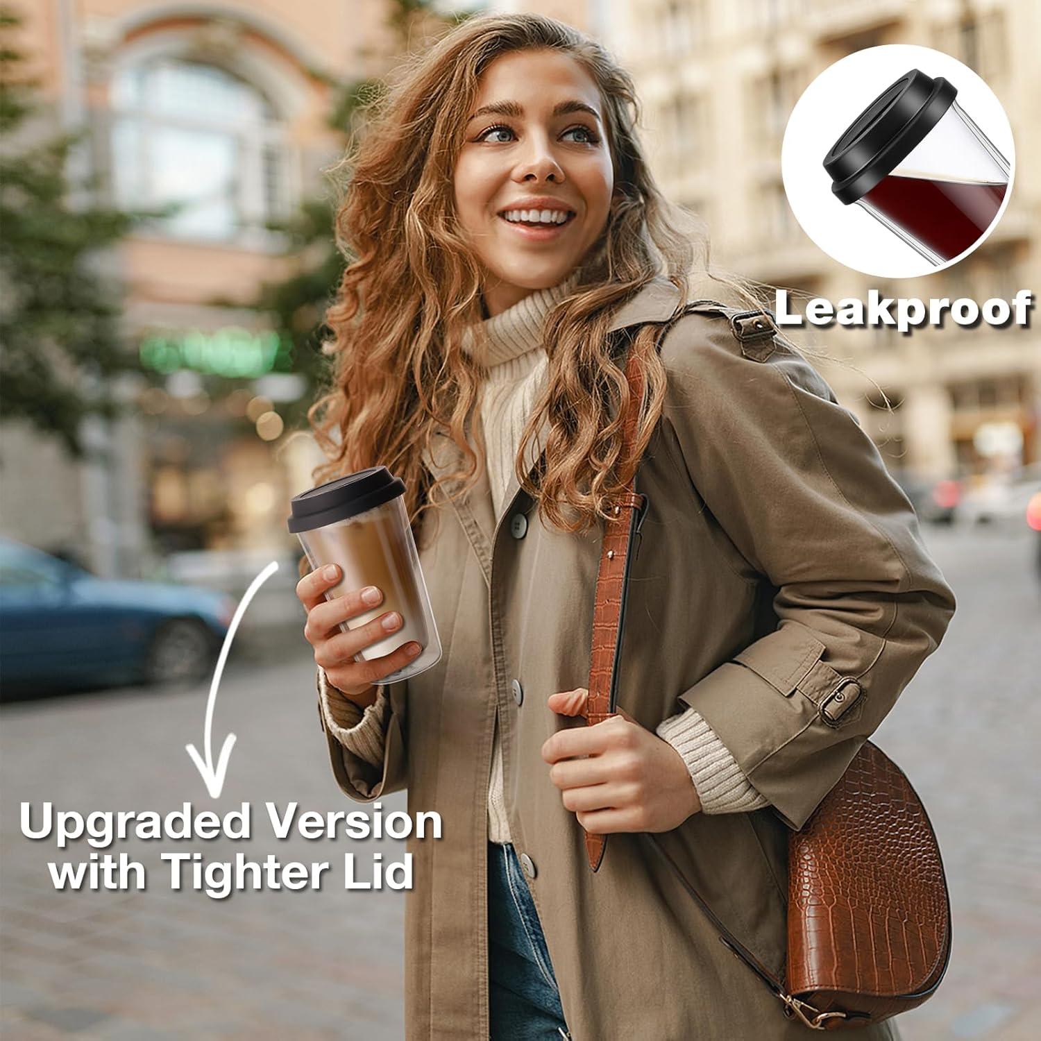 Set de 2 Tazas de Café de Vidrio Doble Pared Qipecedm 355 ml