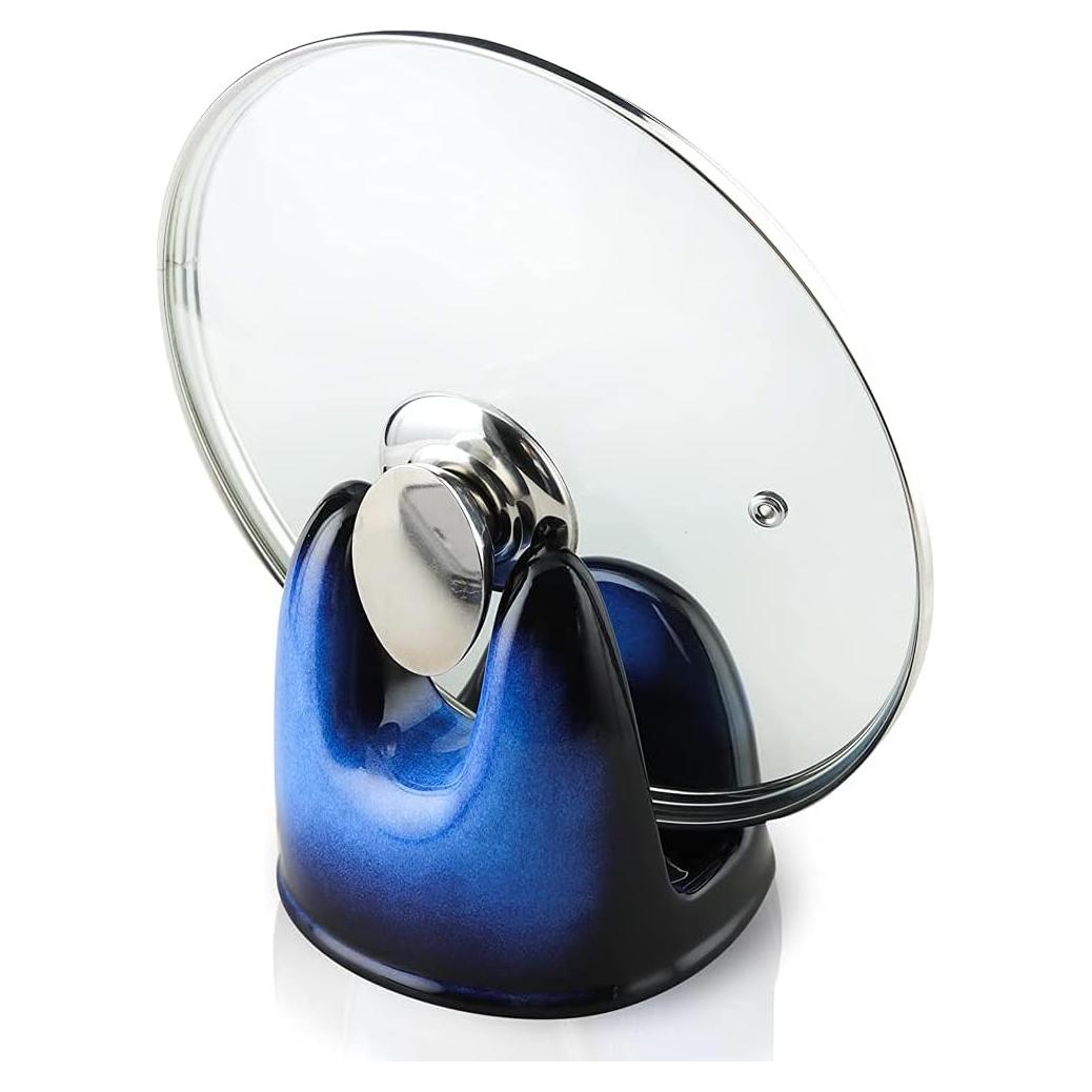 Soporte para Tapa de Olla Nihow Cerámica 14cm Negro y Azul