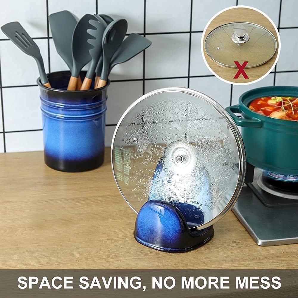 Soporte para Tapa de Olla Nihow Cerámica 14cm Negro y Azul