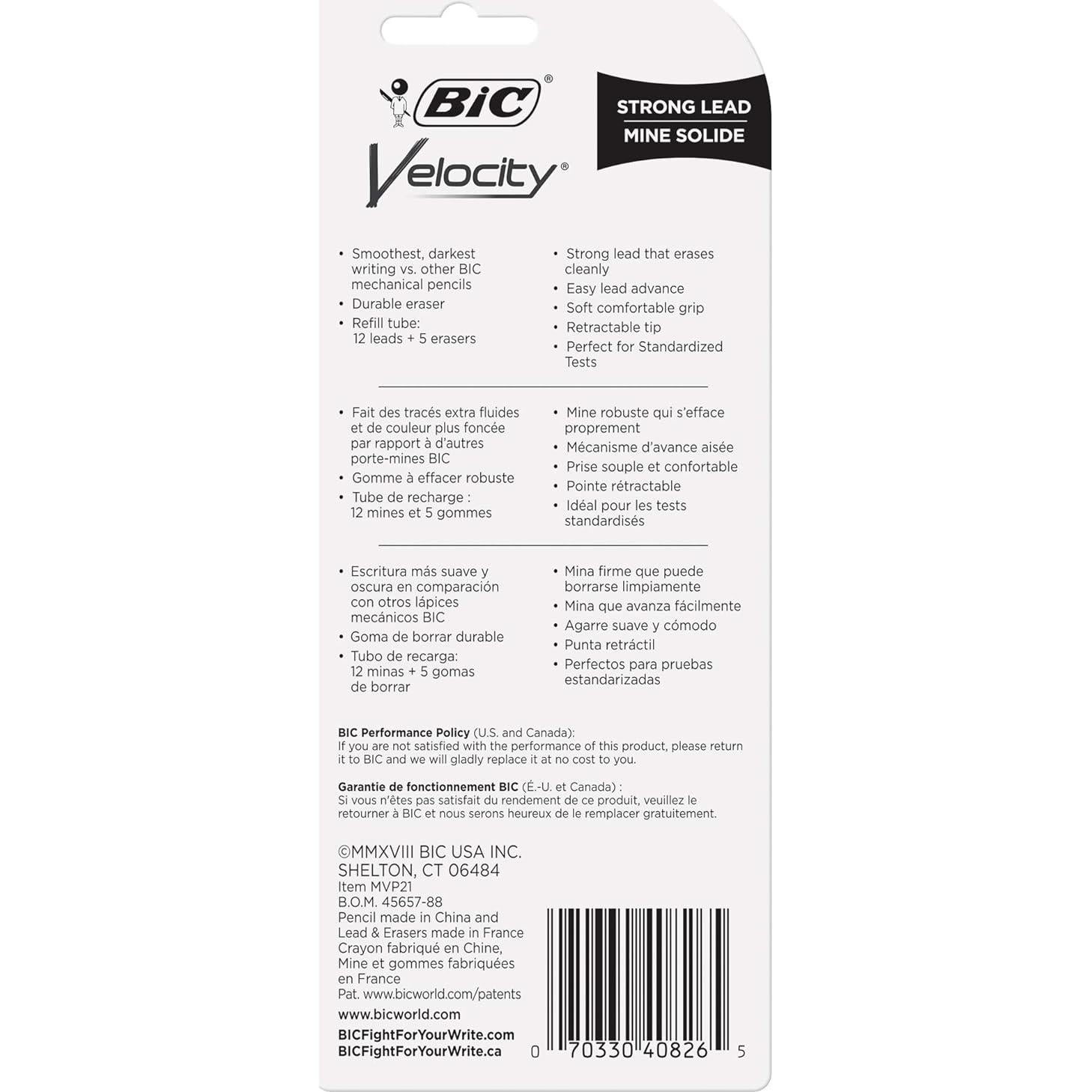 Lápiz Mecánico BIC Velocity 0.9mm Negro - 2 Cuentas