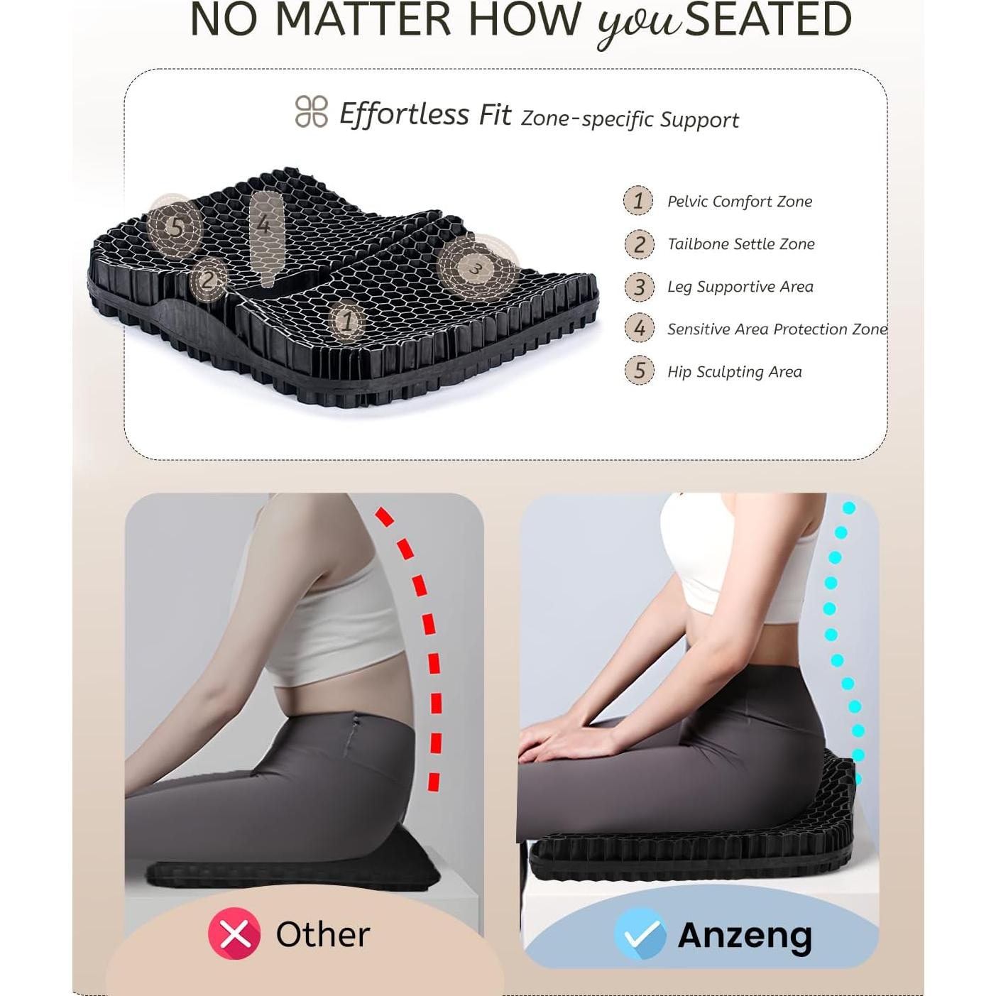 Cojín de Gel TPE Anzeng 43x37 cm Alivio Dolor Cadera