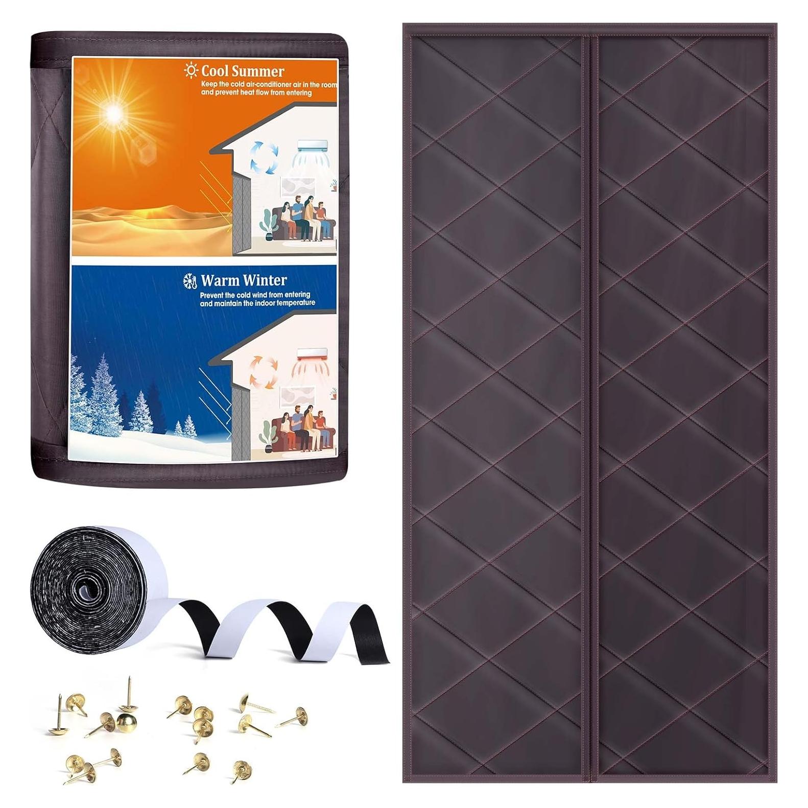 Pantalla de Puerta Magnética Faiyral 91x208 cm Aislante Café