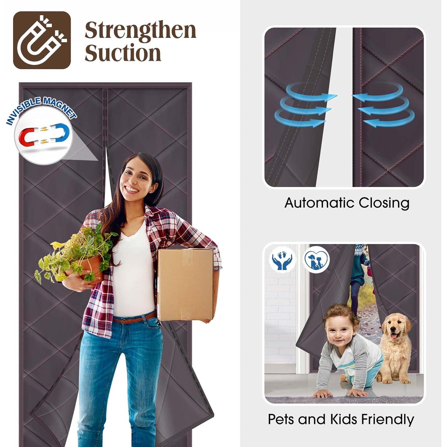 Pantalla de Puerta Magnética Faiyral 91x208 cm Aislante Café