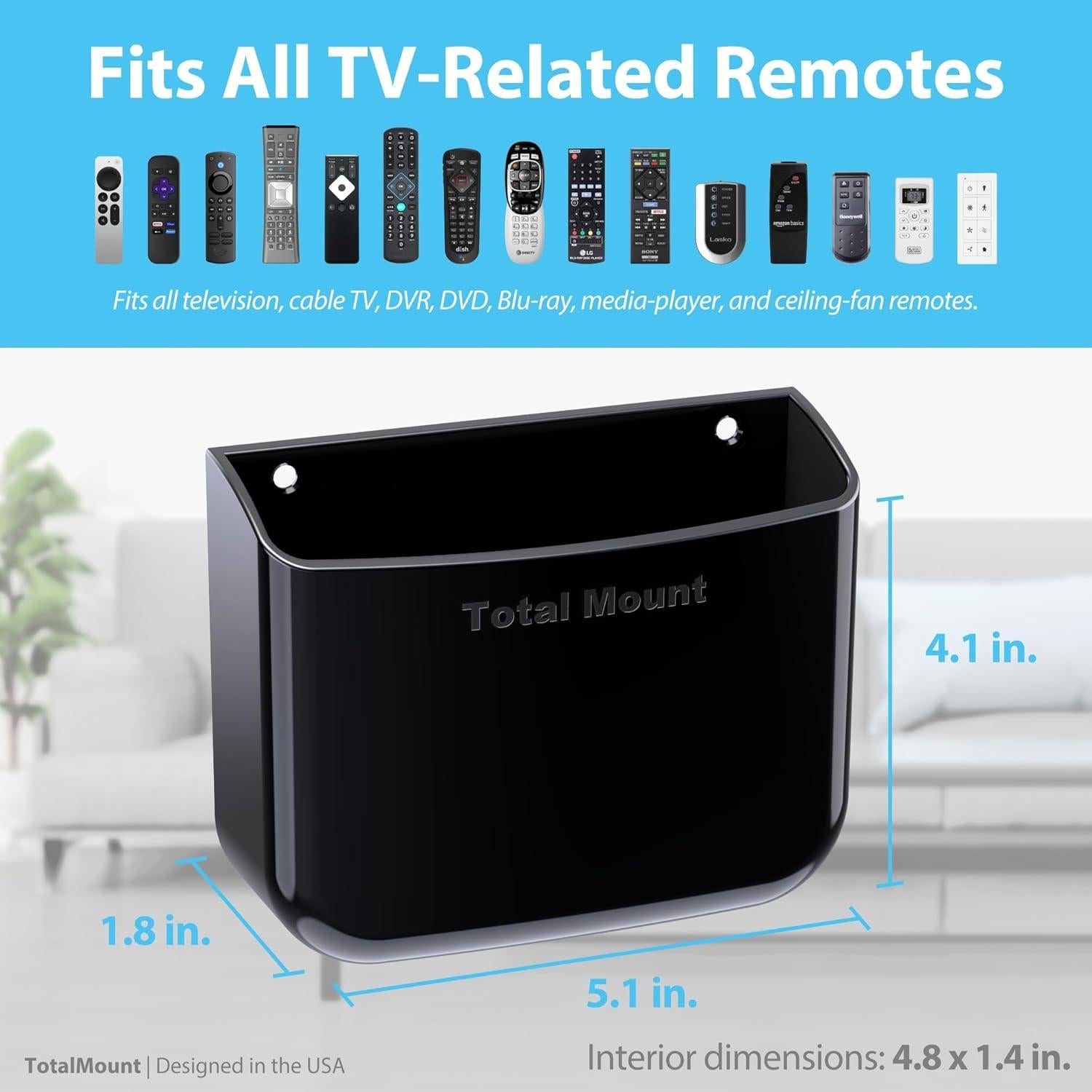 Soporte de Control Remoto TotalMount Negro - Sin Agujeros - 1 Unidad