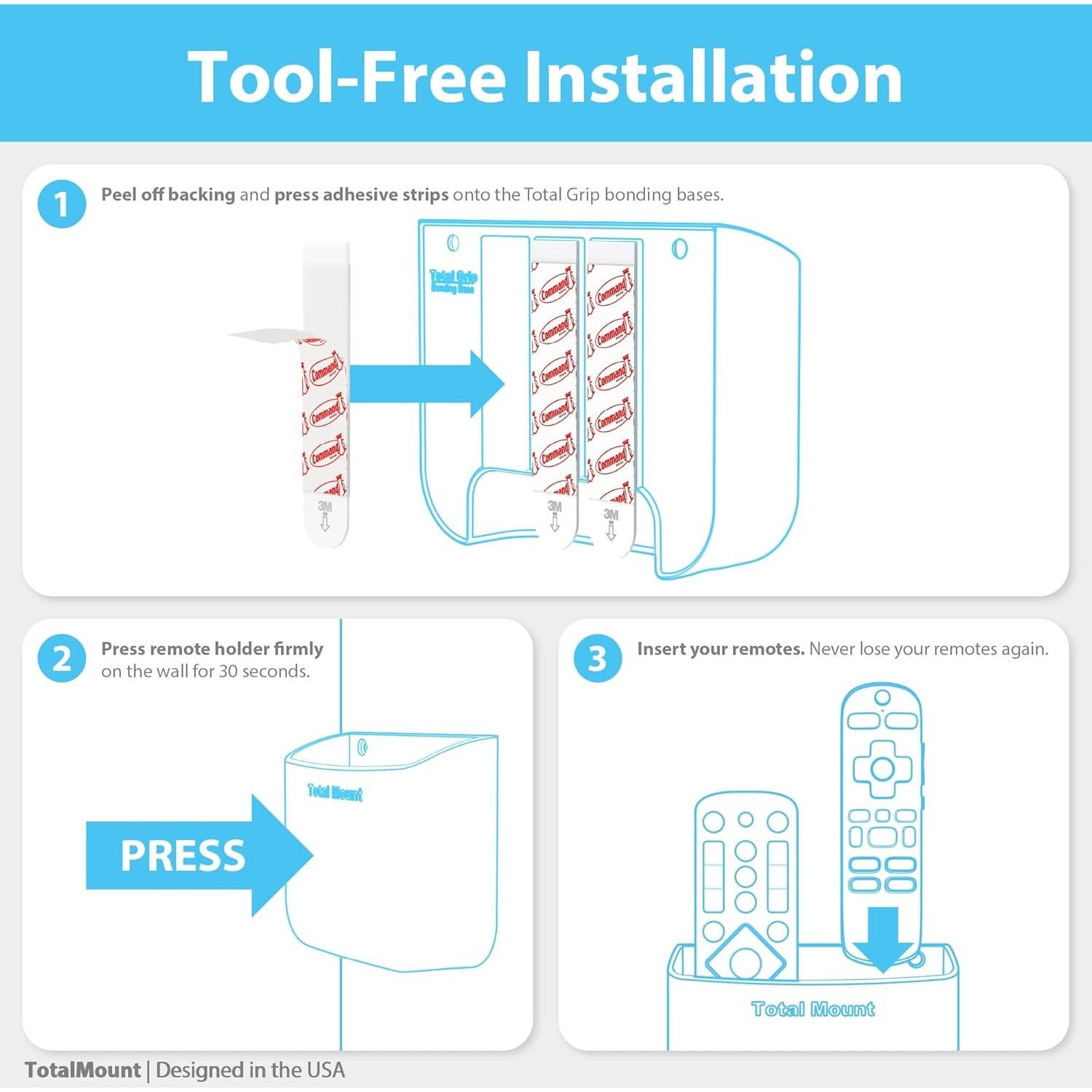Soporte de Control Remoto TotalMount Negro - Sin Agujeros - 1 Unidad