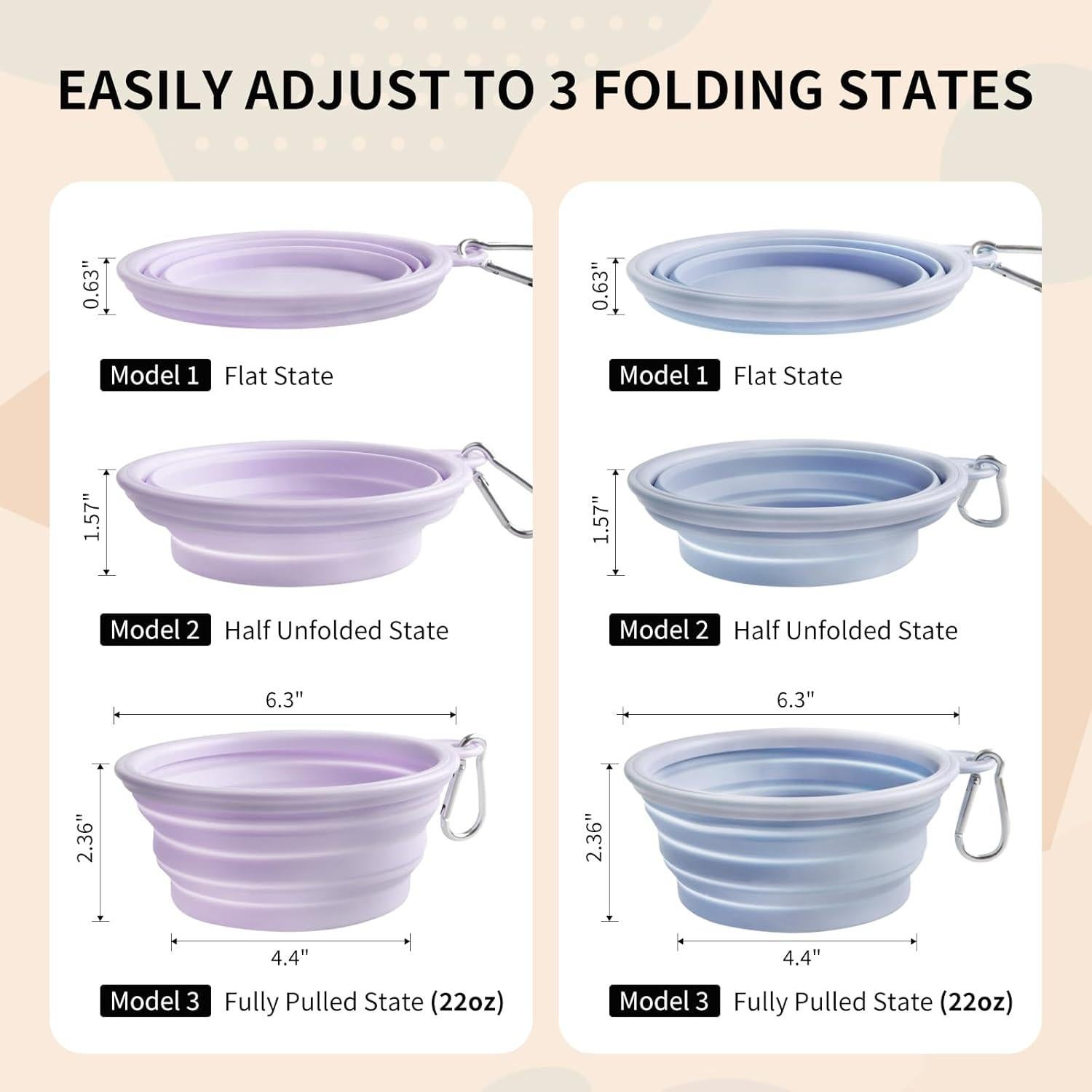 Tazones Plegables para Perros TECOPH 22 OZ Silicona Portátil