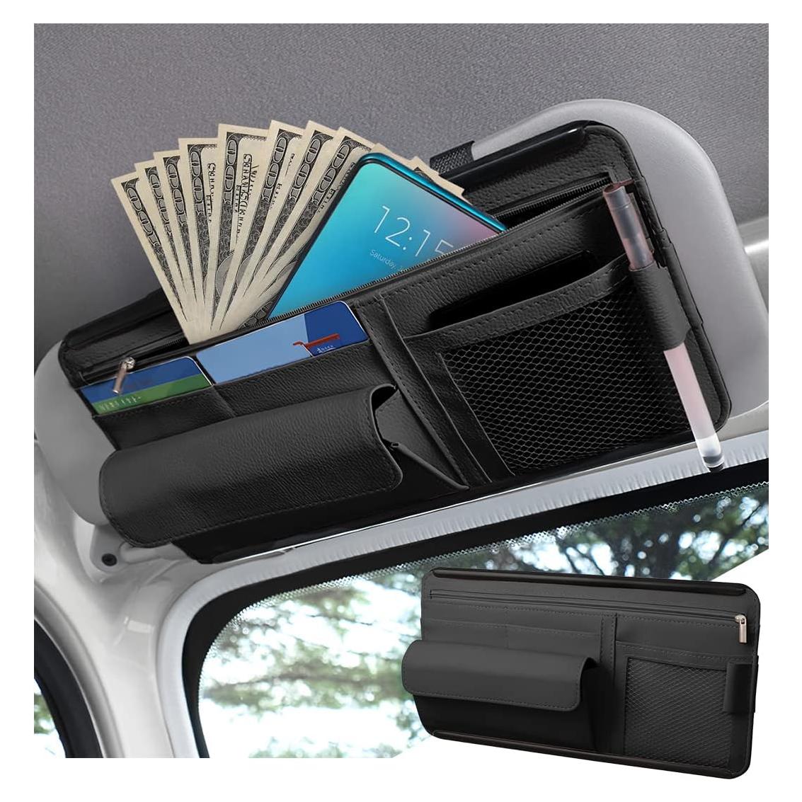 Organizador de Visera de Coche Zipelo Negro con Múltiples Bolsillos
