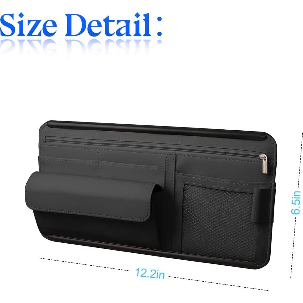 Organizador de Visera de Coche Zipelo Negro con Múltiples Bolsillos