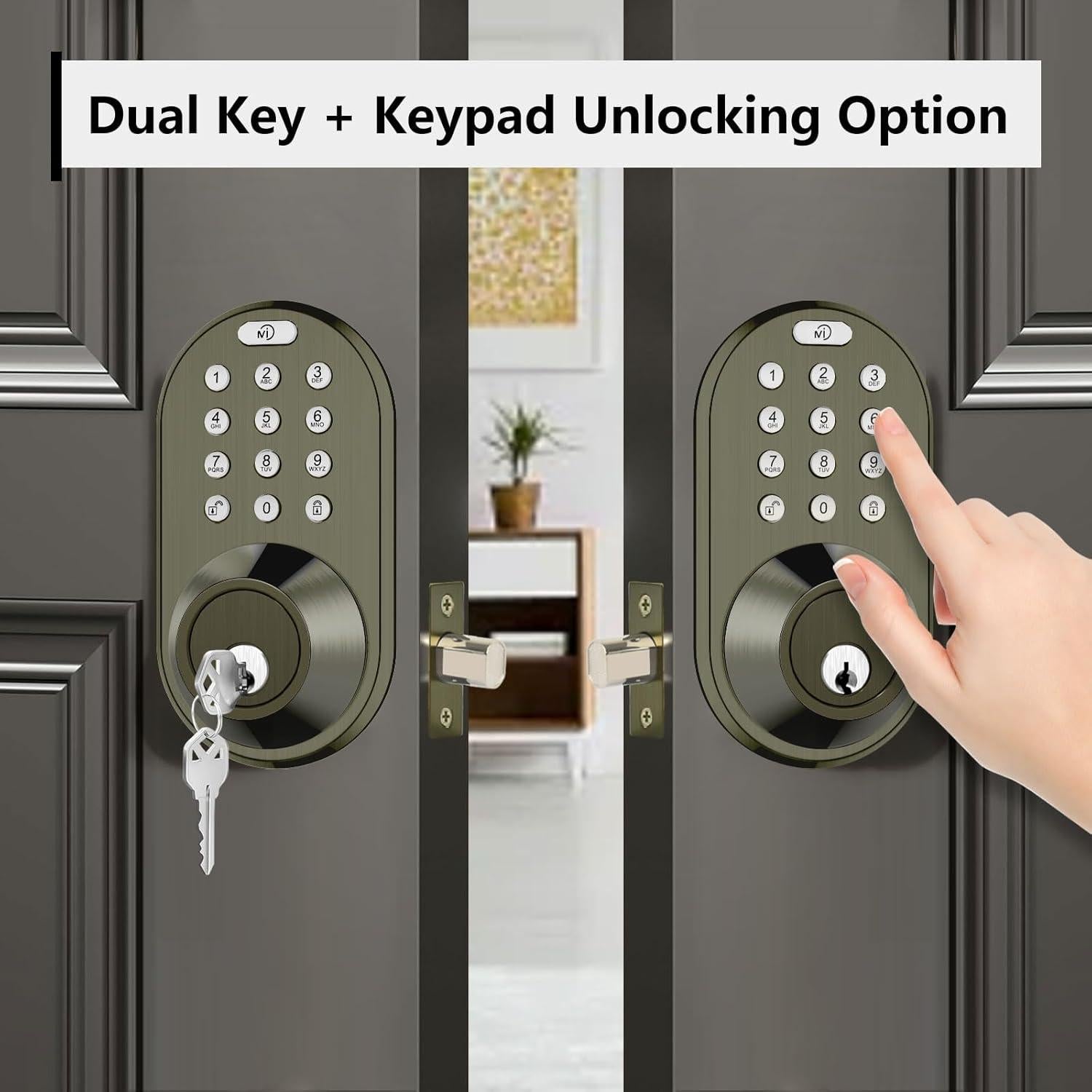 Cerradura Electrónica MiLocks con Teclado y 15 Códigos - Brass Antiguo