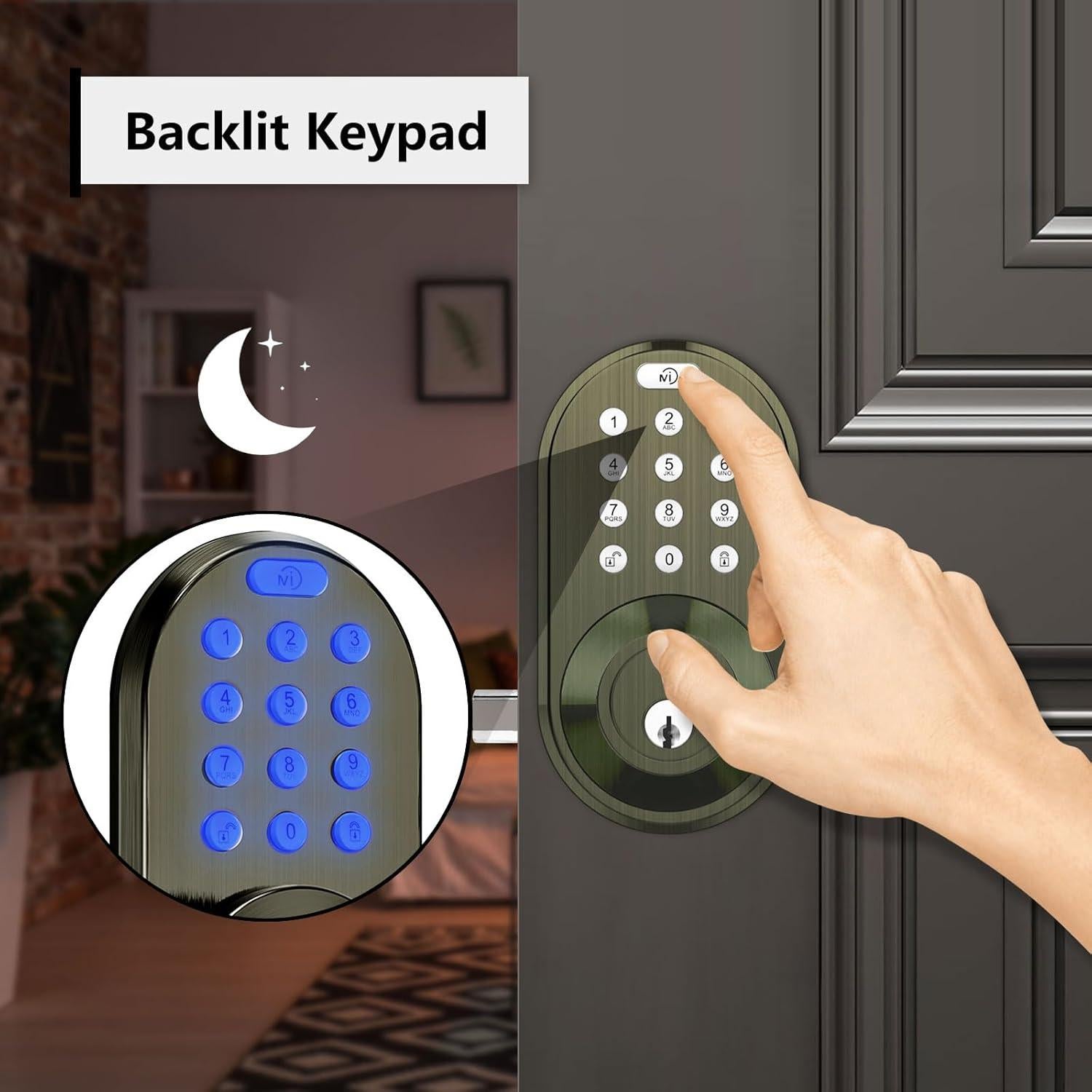 Cerradura Electrónica MiLocks con Teclado y 15 Códigos - Brass Antiguo