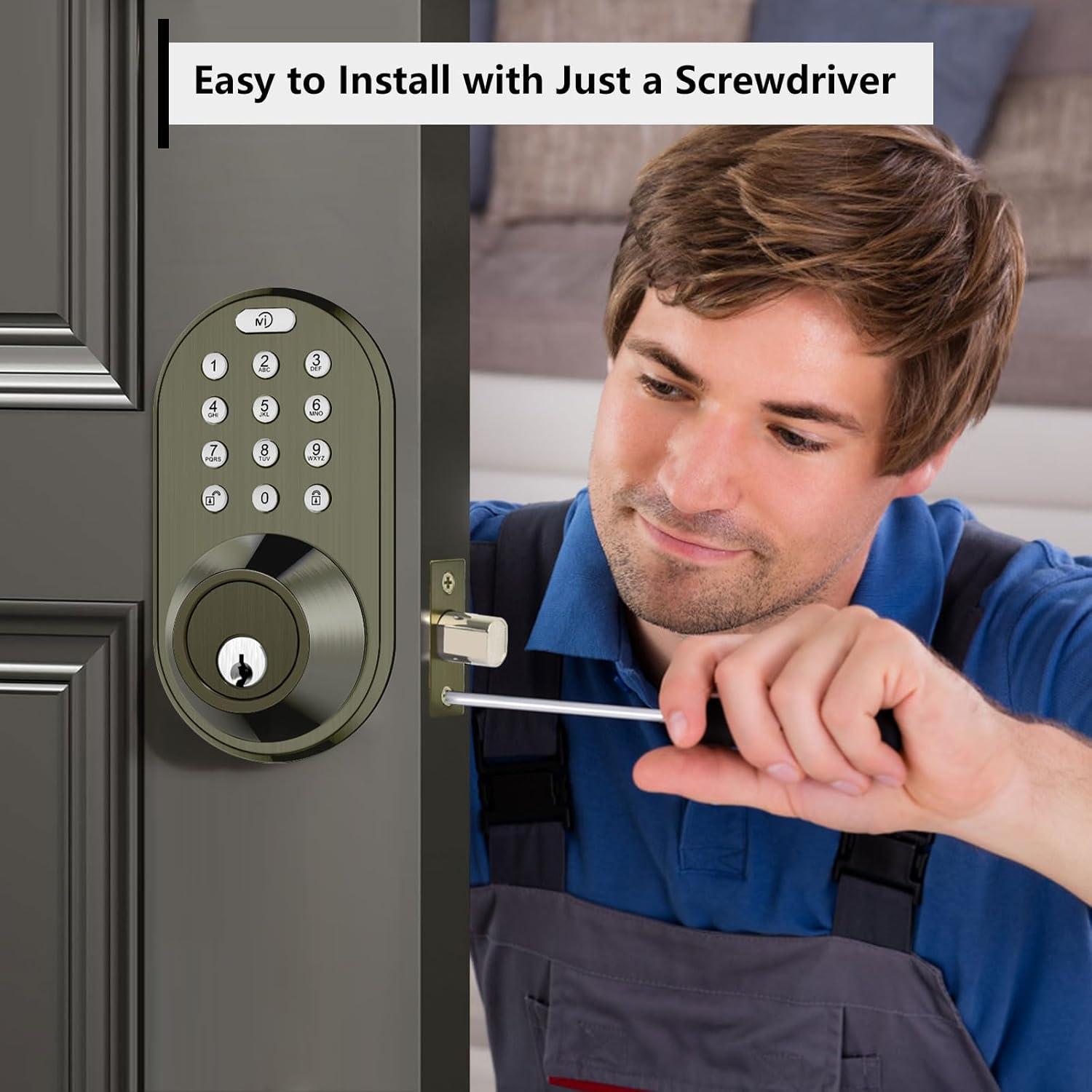 Cerradura Electrónica MiLocks con Teclado y 15 Códigos - Brass Antiguo