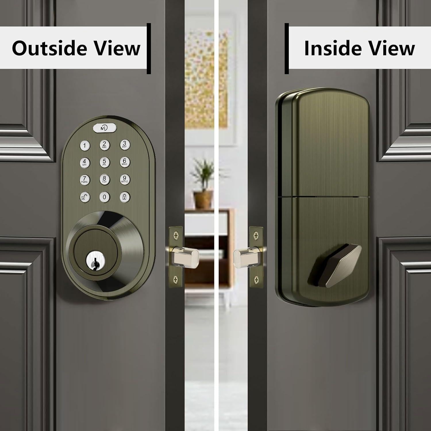 Cerradura Electrónica MiLocks con Teclado y 15 Códigos - Brass Antiguo