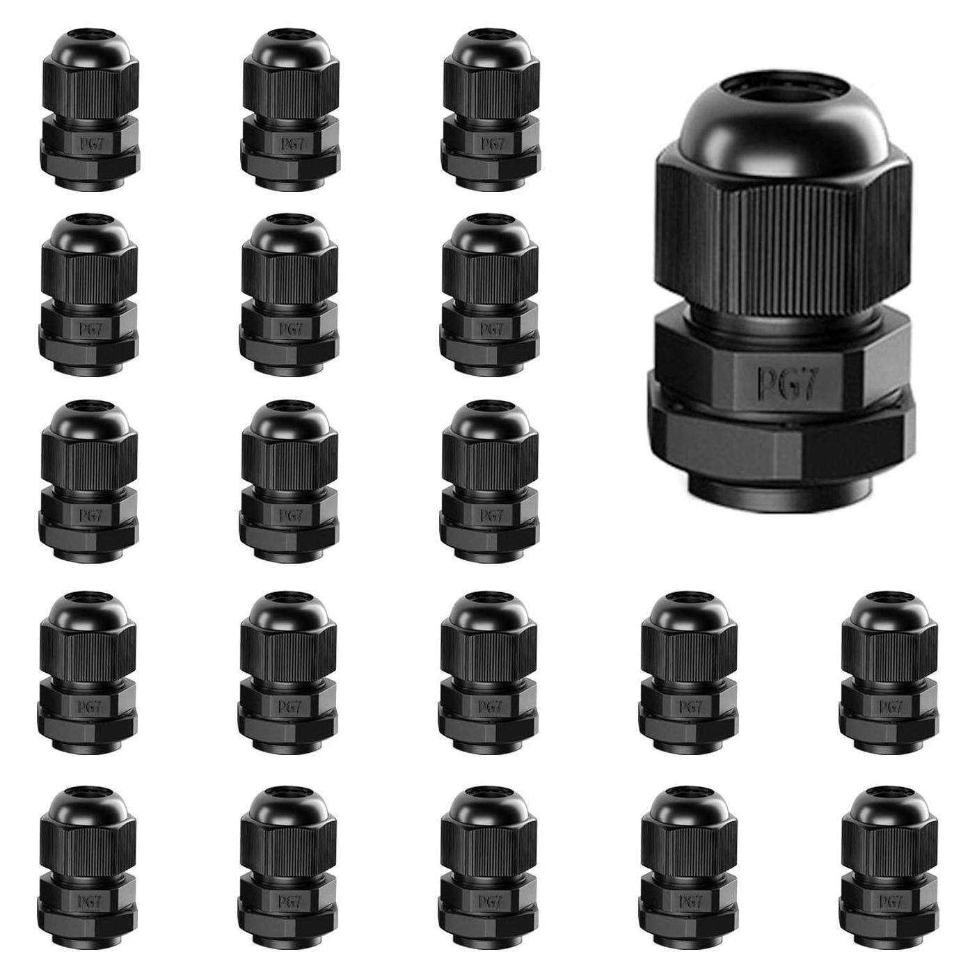 Juntas de Cable PG7 20 Pack AMPELE Impermeables Nylon 3-6.35mm