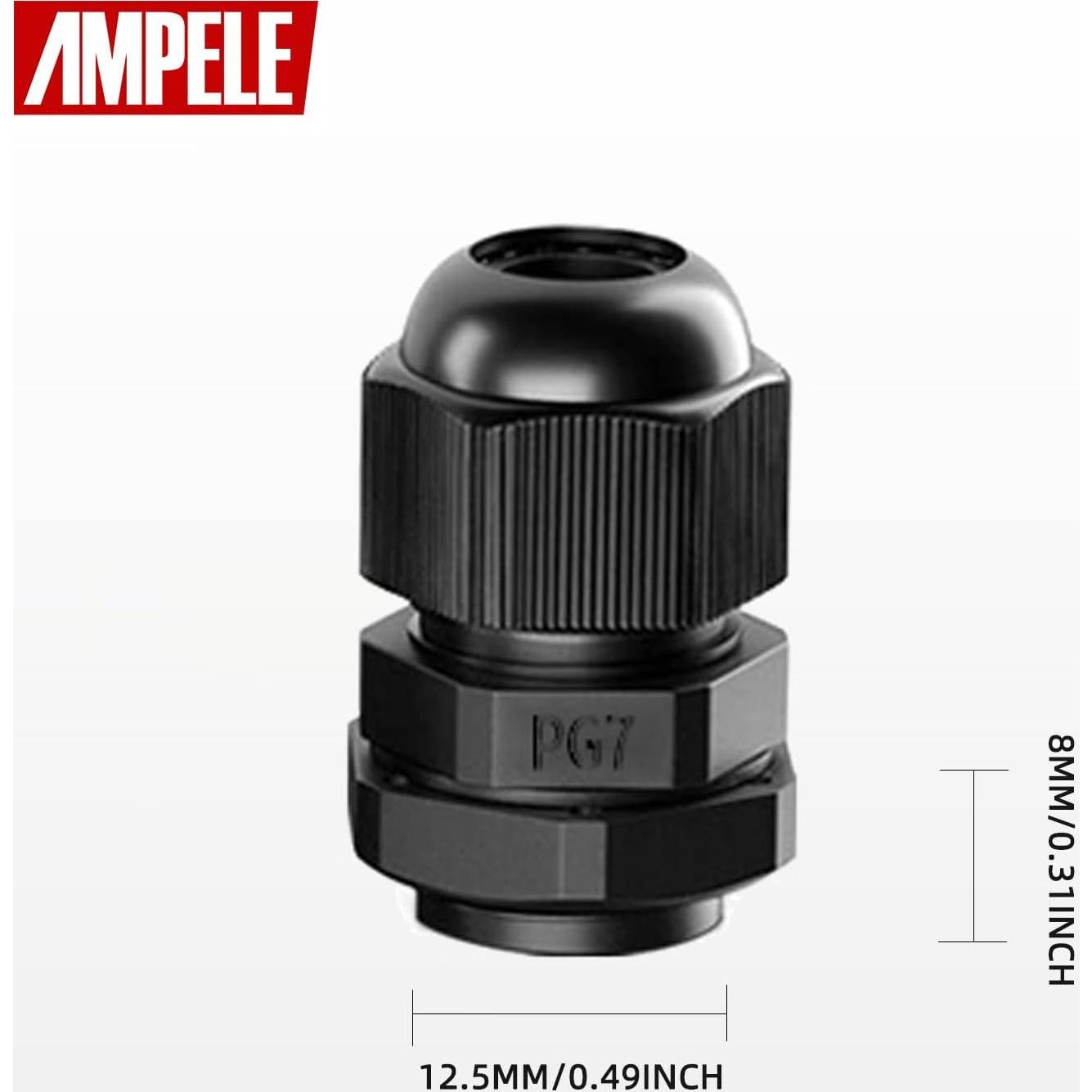 Juntas de Cable PG7 20 Pack AMPELE Impermeables Nylon 3-6.35mm