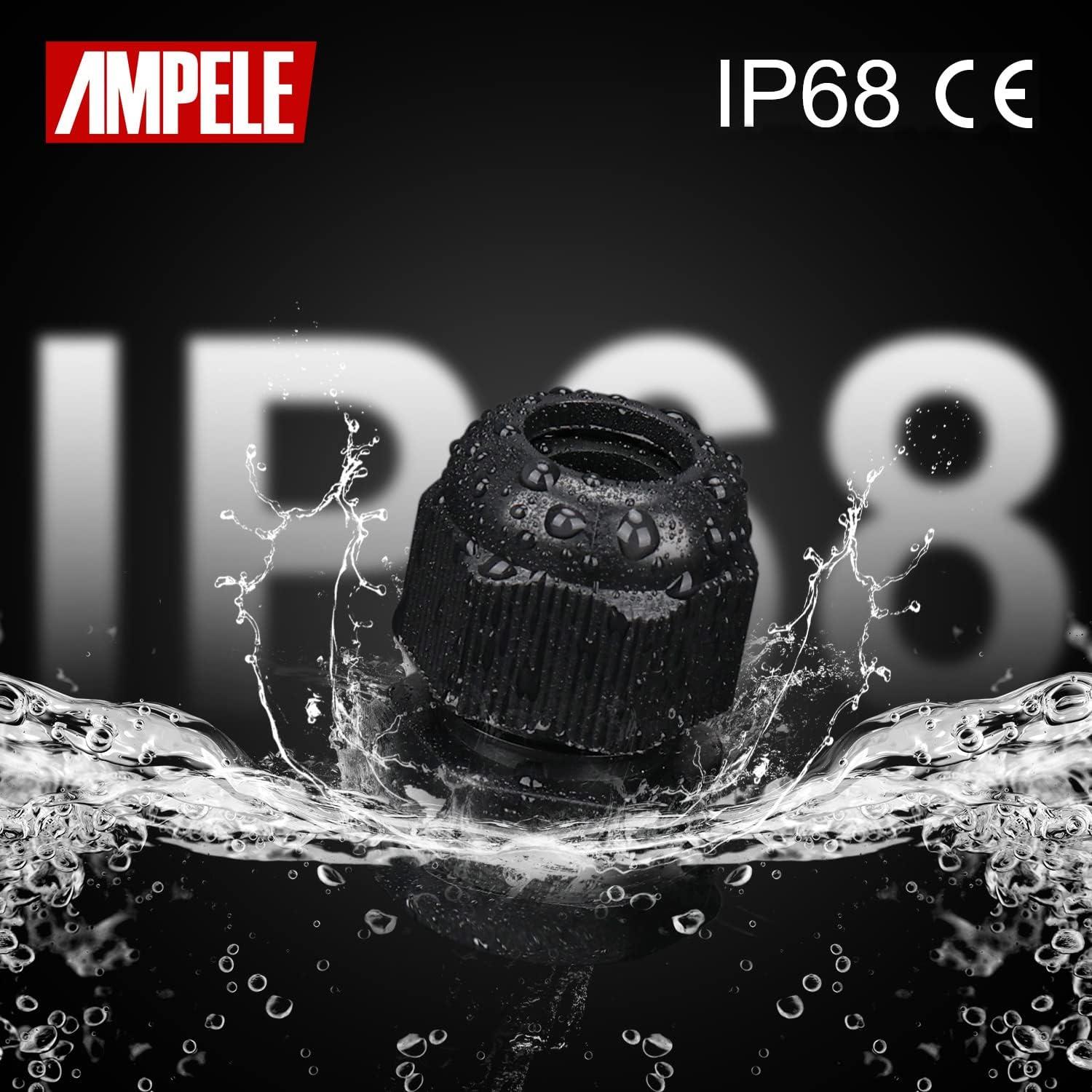 Juntas de Cable PG7 20 Pack AMPELE Impermeables Nylon 3-6.35mm