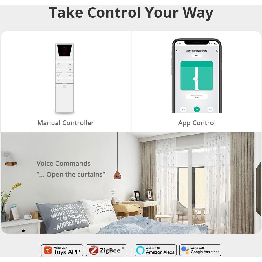 Motor de Cortina Inteligente Blindsmart 2.1m con Control App y Voz