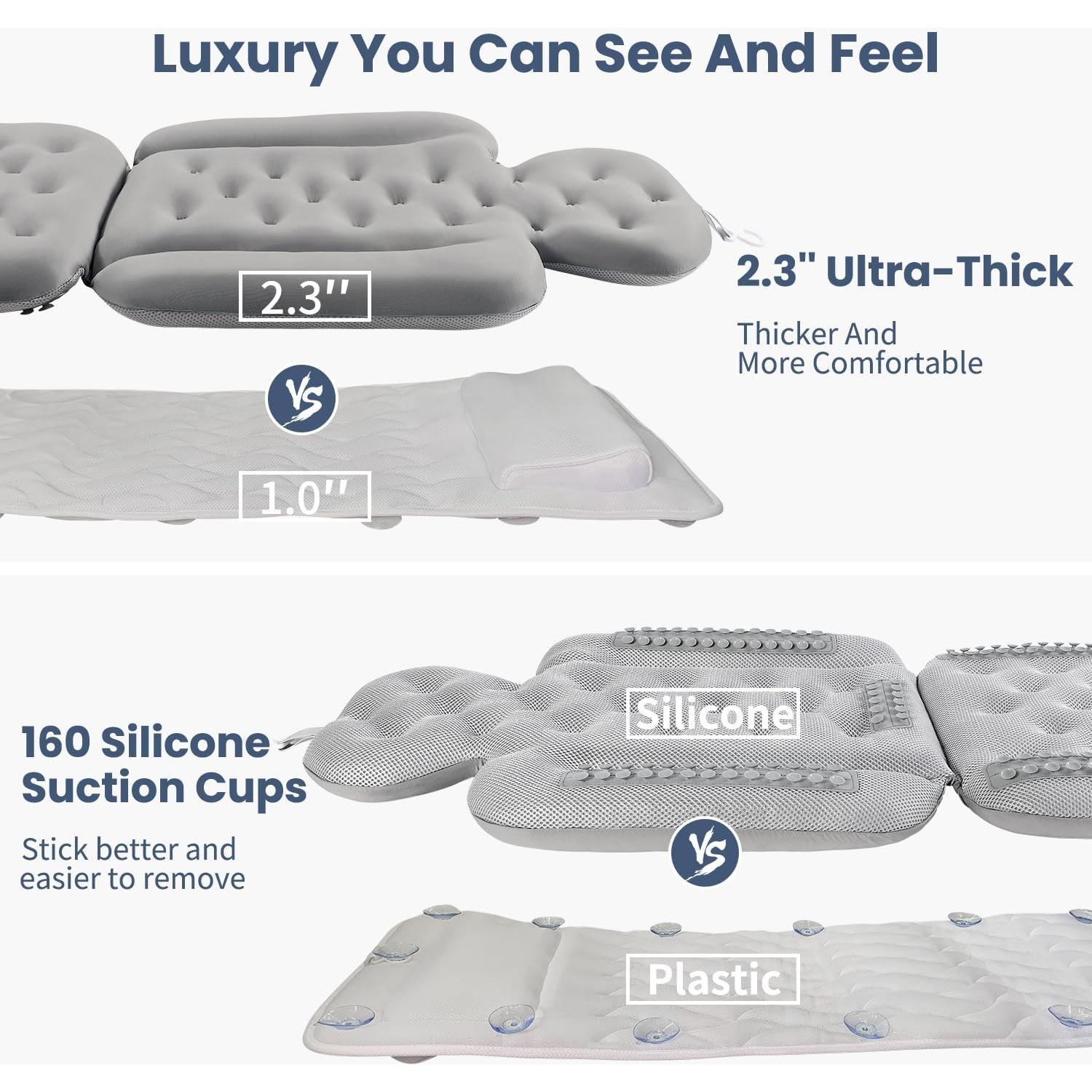 Almohada de Baño Completo VOXOR Gris 130x41 cm con Ventosas