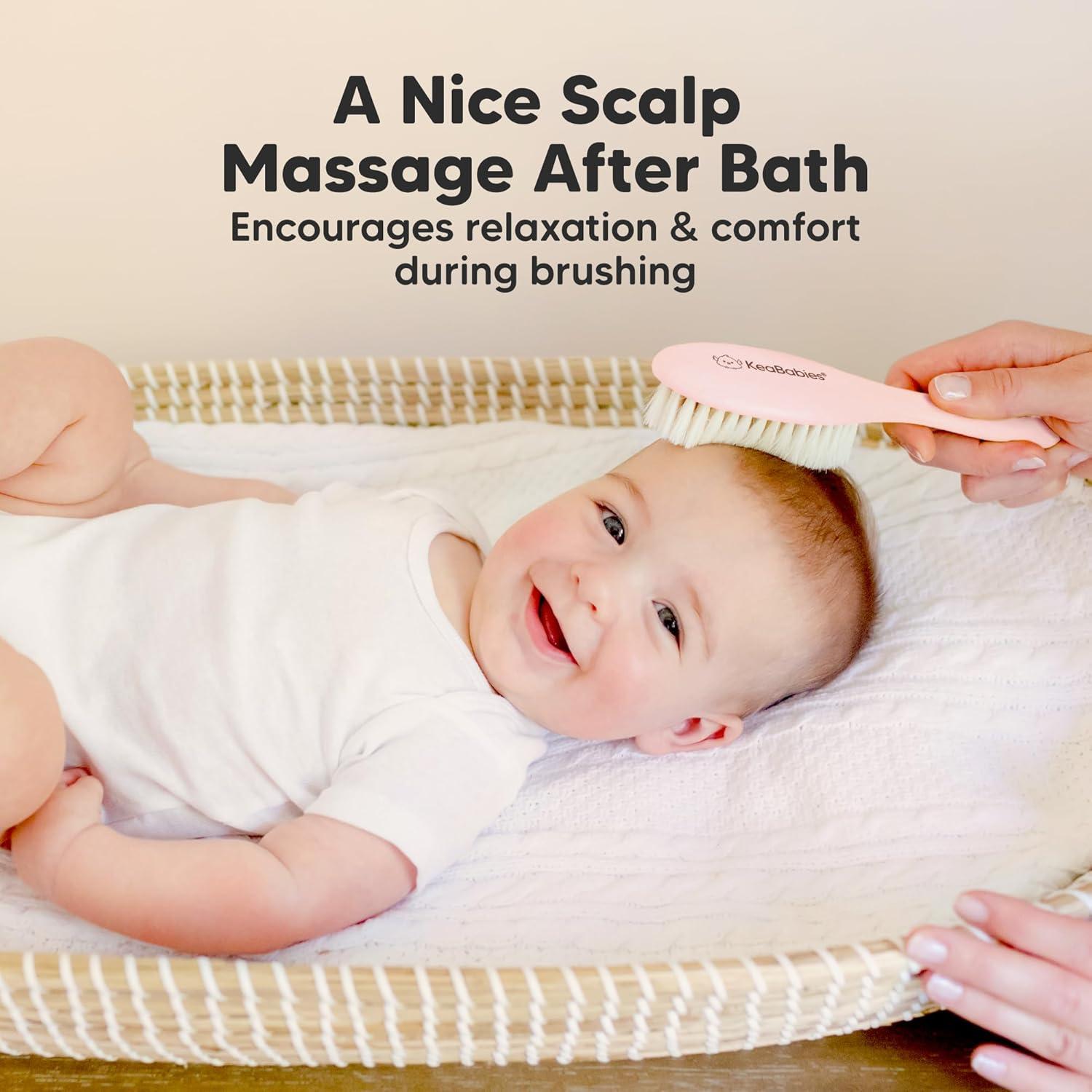 Cepillo de Cabello de Madera KeaBabies Rosa para Bebé